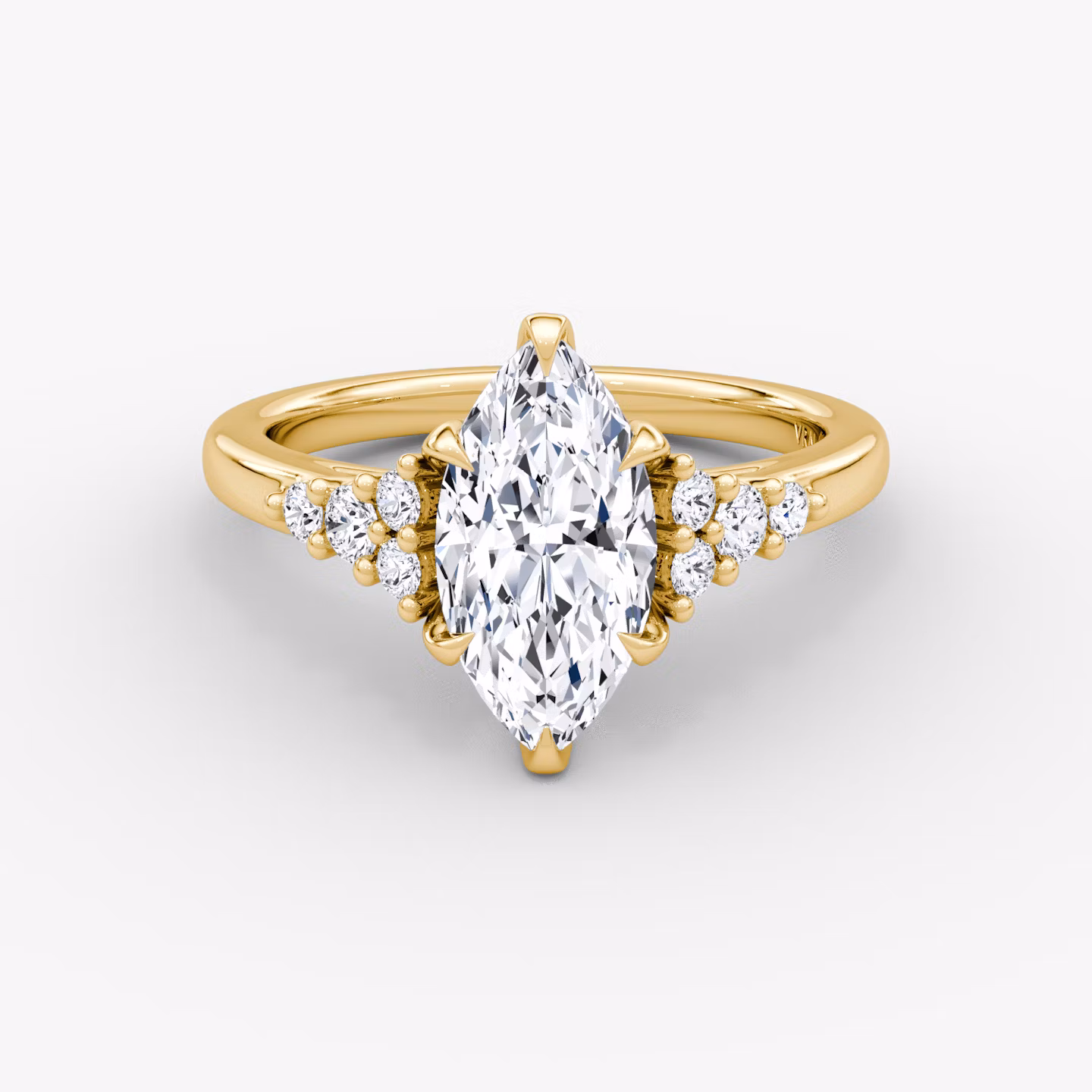 The Round Cluster Heirloom | Marquise | 18k | Yellow Gold | bandAccent: Plain | diamondOrientation: vertical | caratWeight: other