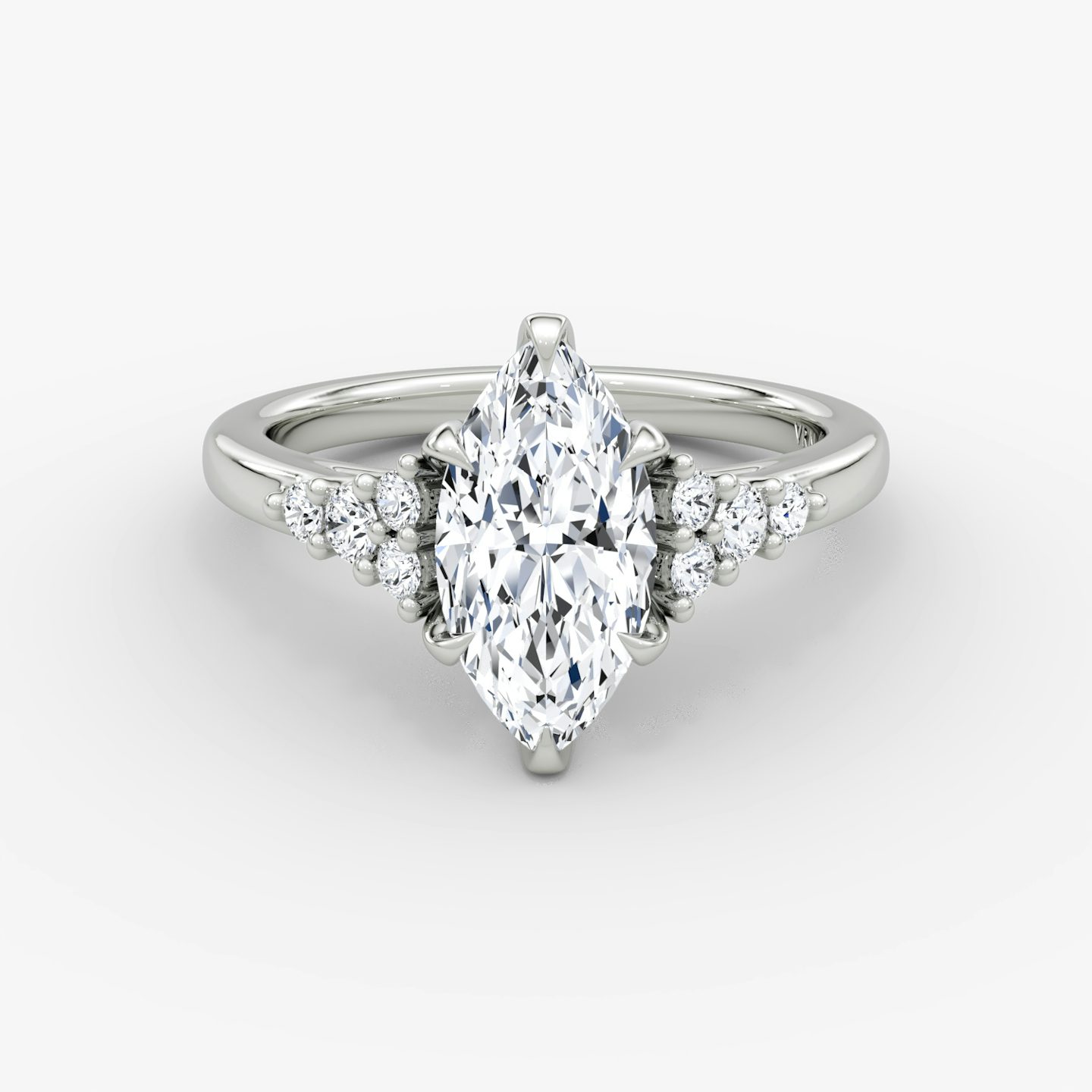 The Round Cluster Heirloom | Marquise | 18k | White Gold | bandAccent: Plain | diamondOrientation: vertical | caratWeight: other