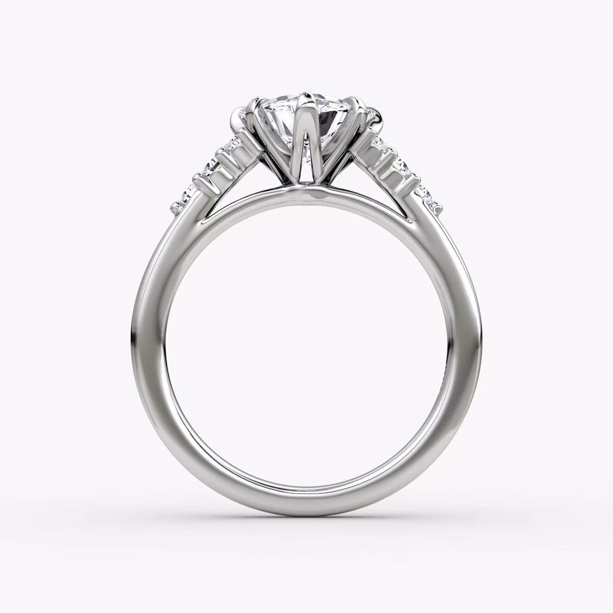 Anillo de compromiso Round Cluster Heirloom | Trillón | 18k | Oro blanco | bandAccent: Simple | diamondOrientation: vertical | caratWeight: other