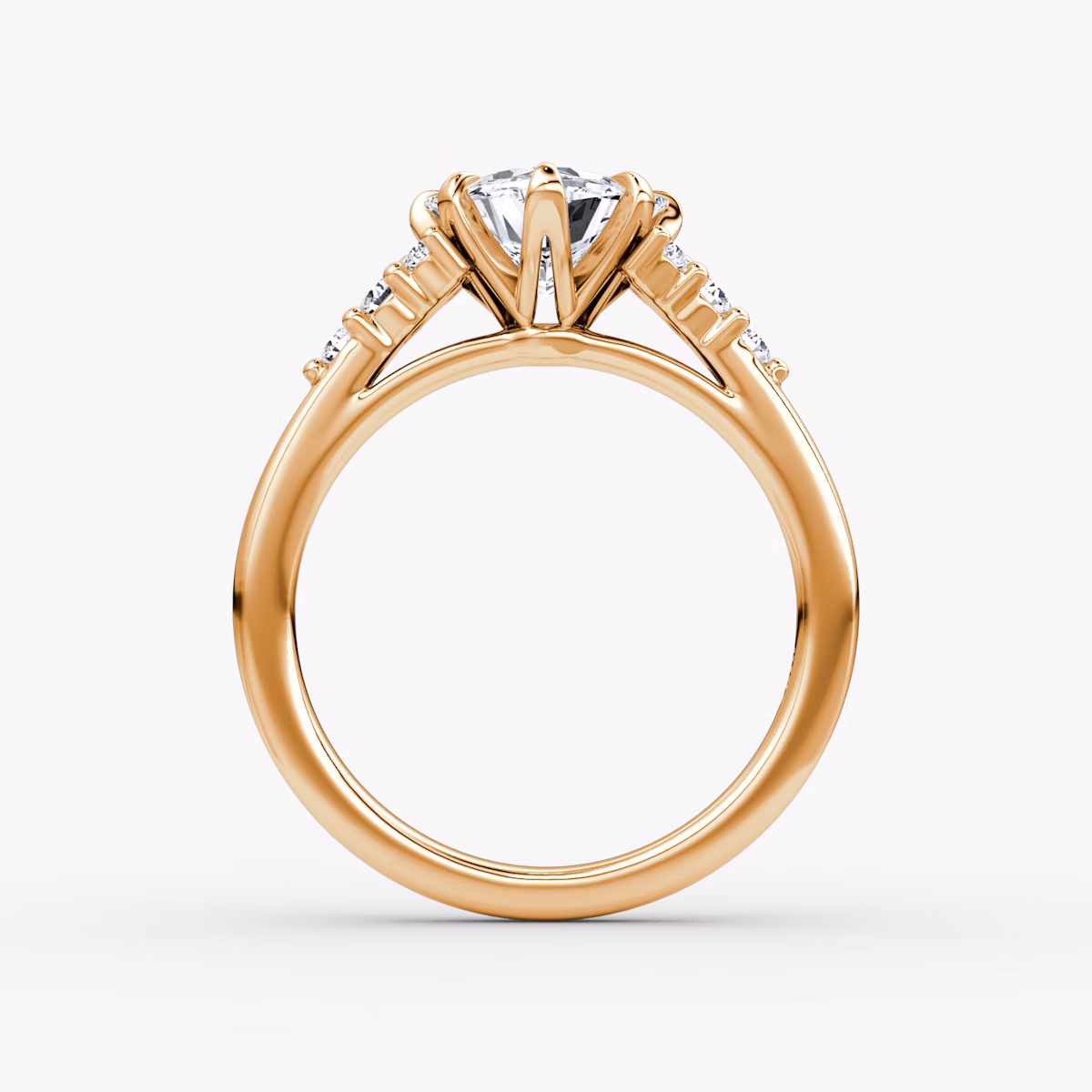 Anillo de compromiso Round Cluster Heirloom | Trillón | 14k | Oro rosa | bandAccent: Simple | diamondOrientation: vertical | caratWeight: other