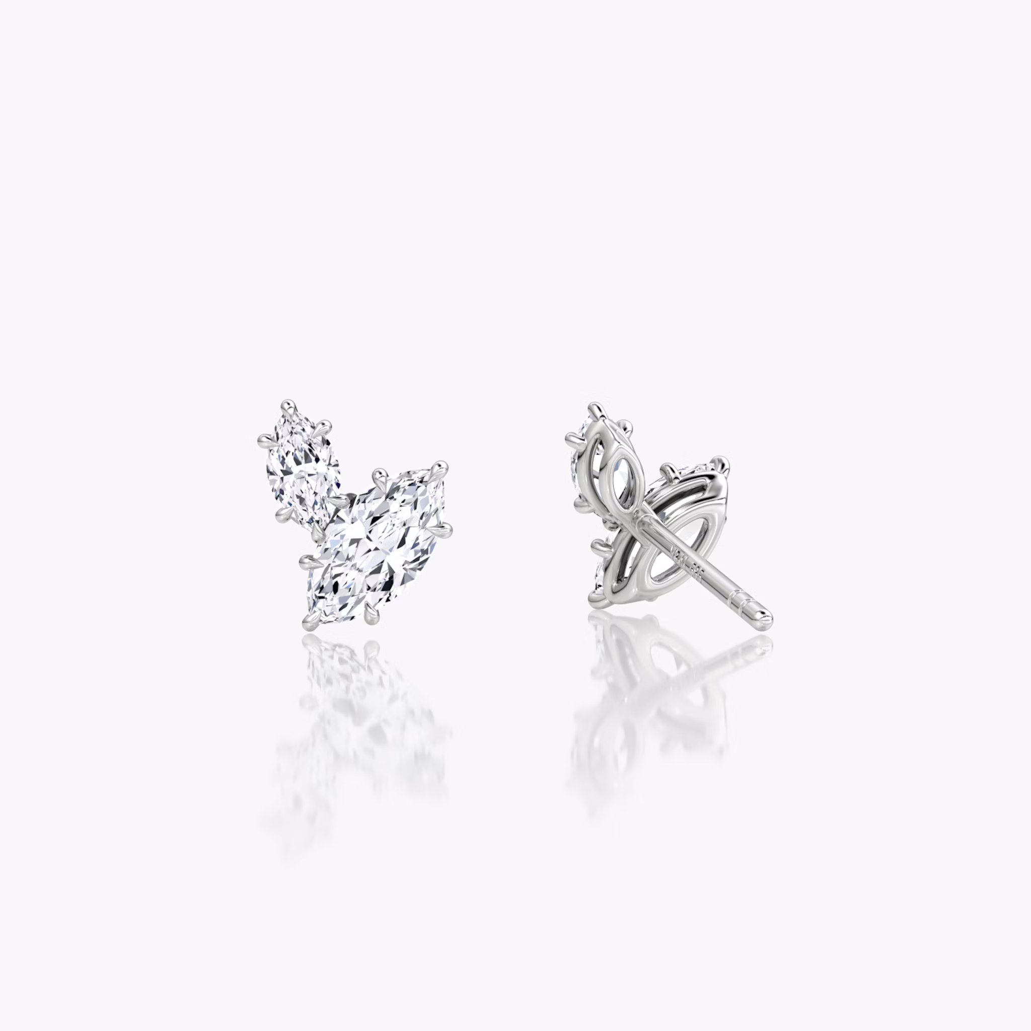 Toi et Moi Echo Stud | Marquise | 14k | White Gold | caratWeight: 0.36ct | side: left