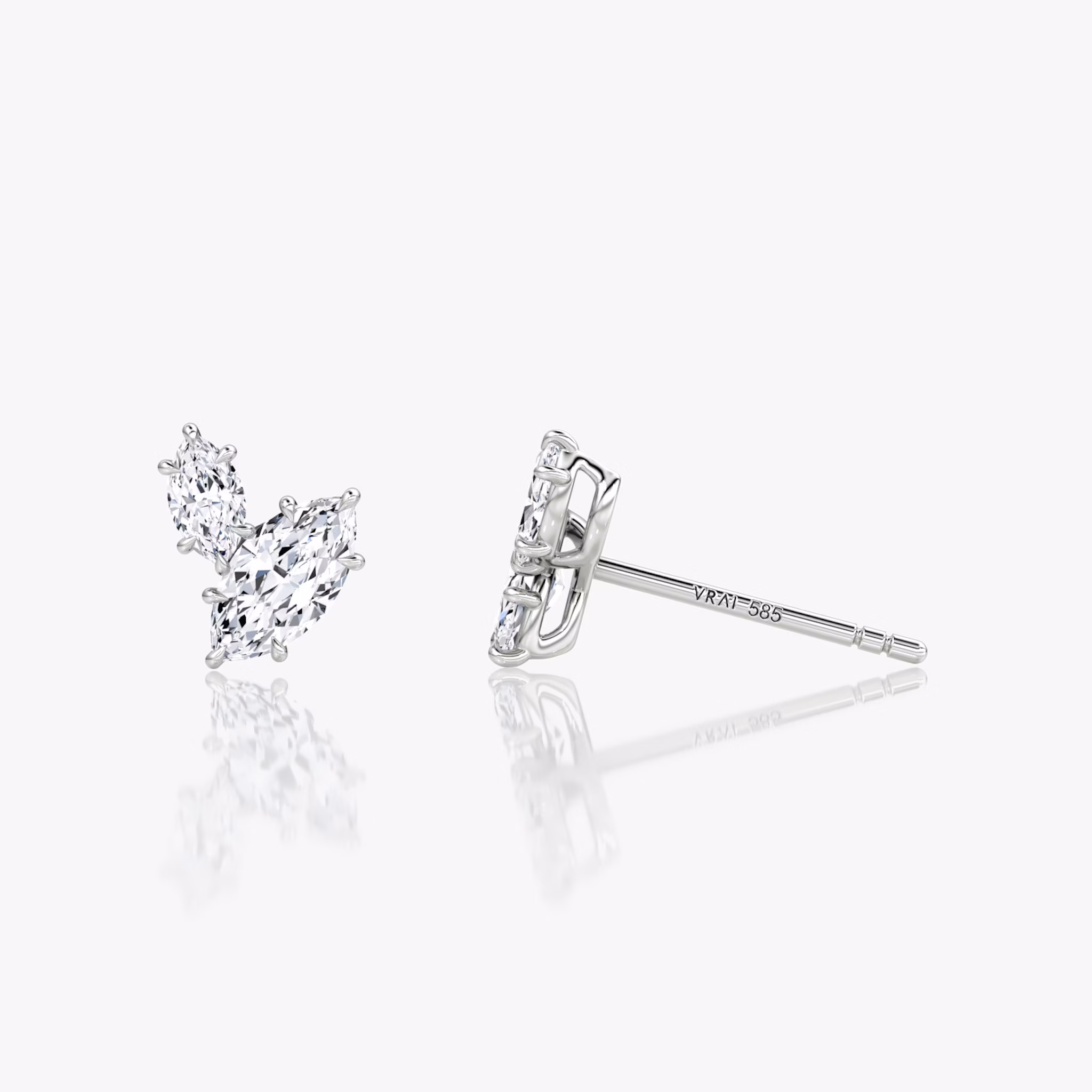 Toi et Moi Echo Stud | Marquise | 14k | White Gold | caratWeight: 0.36ct | side: left