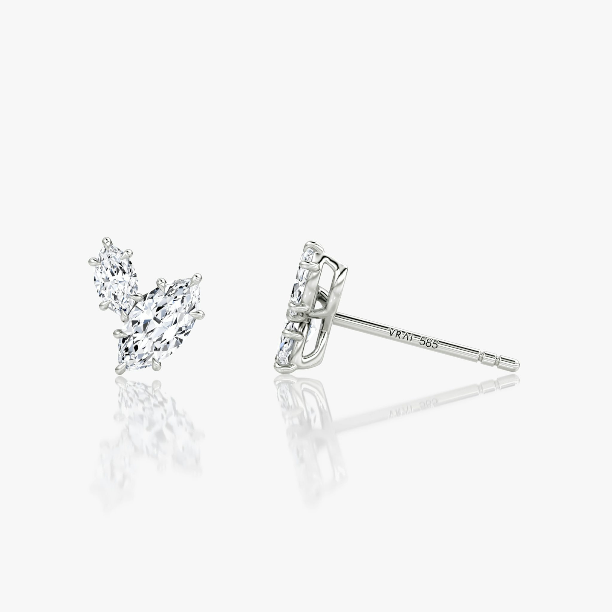 Toi et Moi Echo Stud | Marquise | 14k | White Gold | caratWeight: 0.36ct | side: left