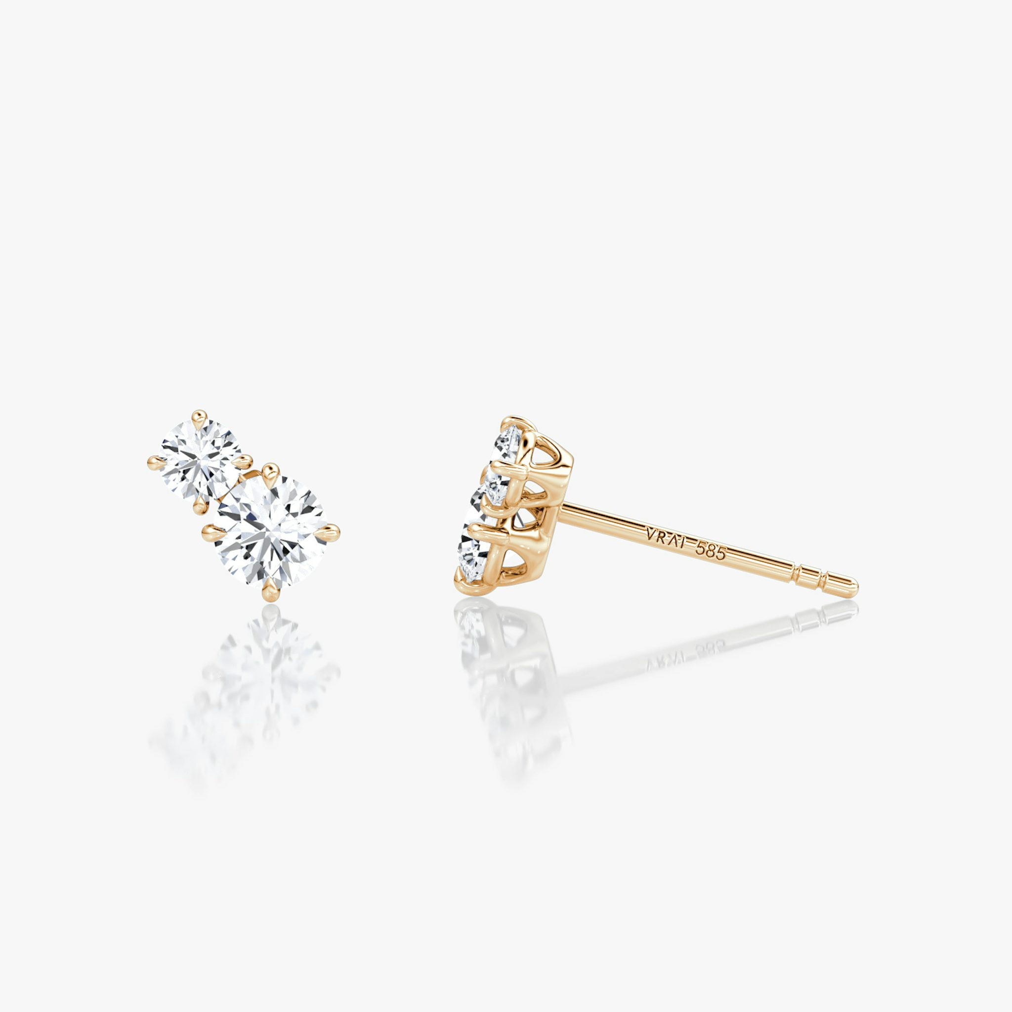 Toi et Moi Echo Stud | Round Brilliant | 14k | Rose Gold | caratWeight: 0.35ct | side: left