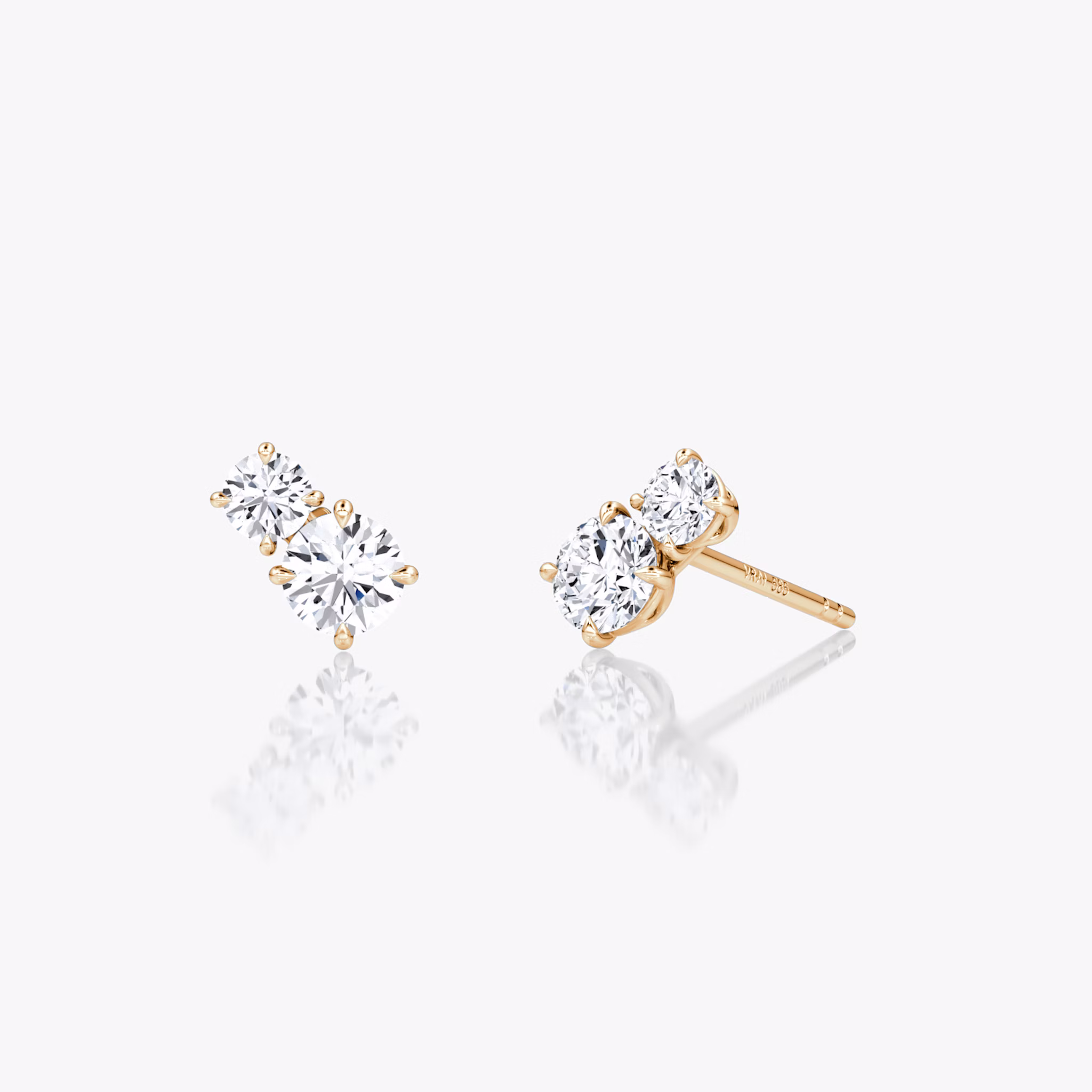Toi et Moi Echo Stud | Round Brilliant | 14k | Rose Gold | caratWeight: 0.35ct | side: left