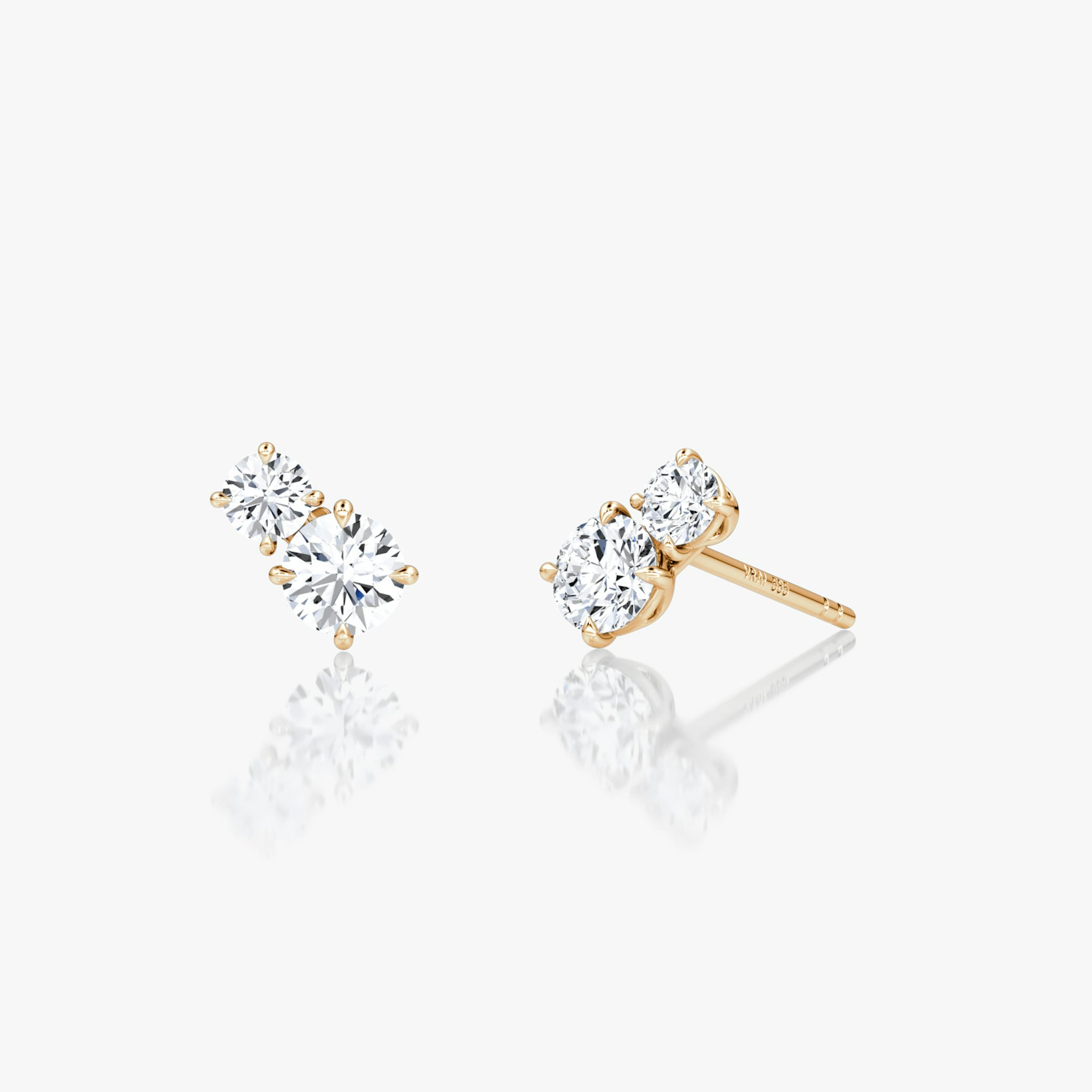 Toi et Moi Echo Stud | Round Brilliant | 14k | Rose Gold | caratWeight: 0.35ct | side: left