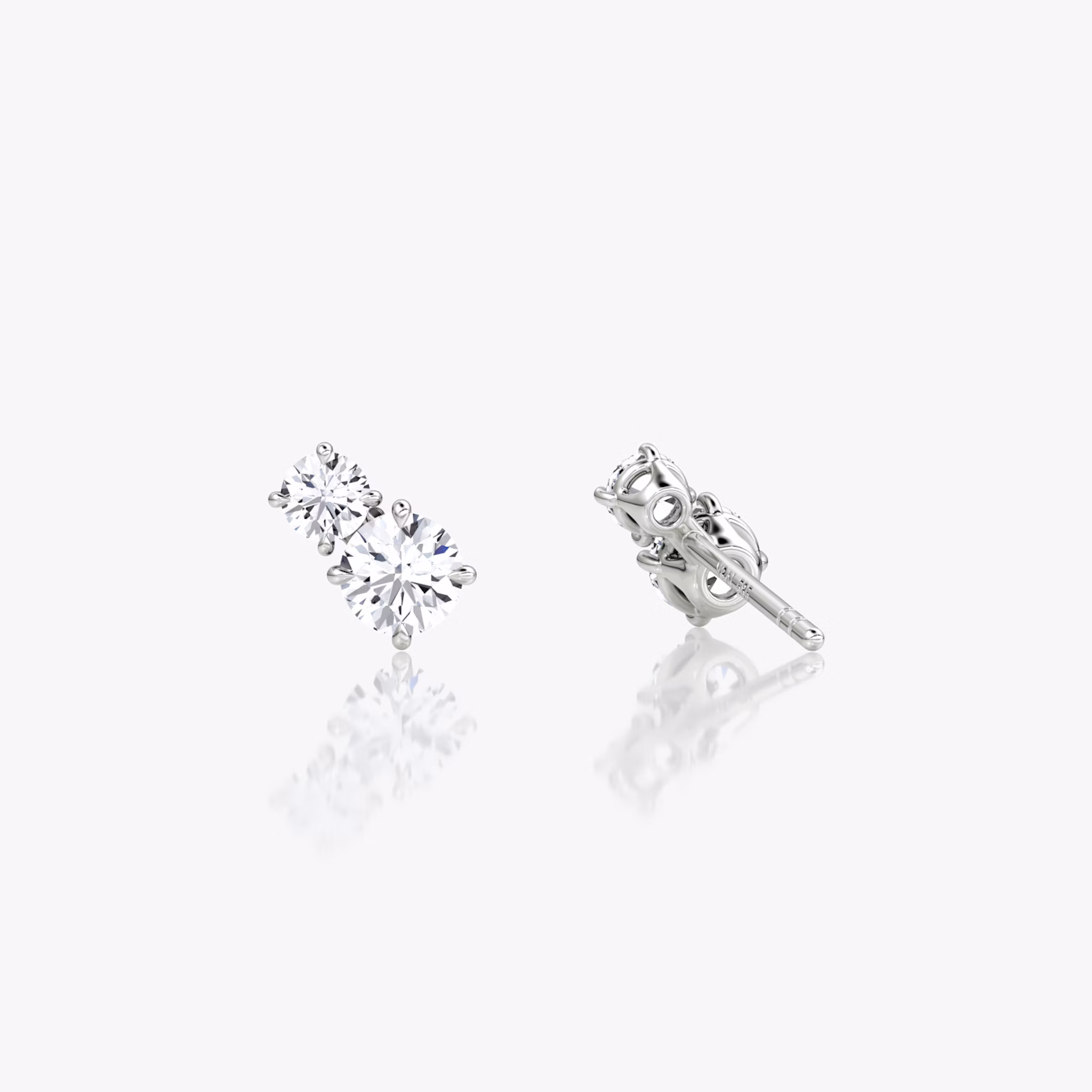 Toi et Moi Echo Stud | Round Brilliant | Sterling Silver | caratWeight: 0.35ct | side: left