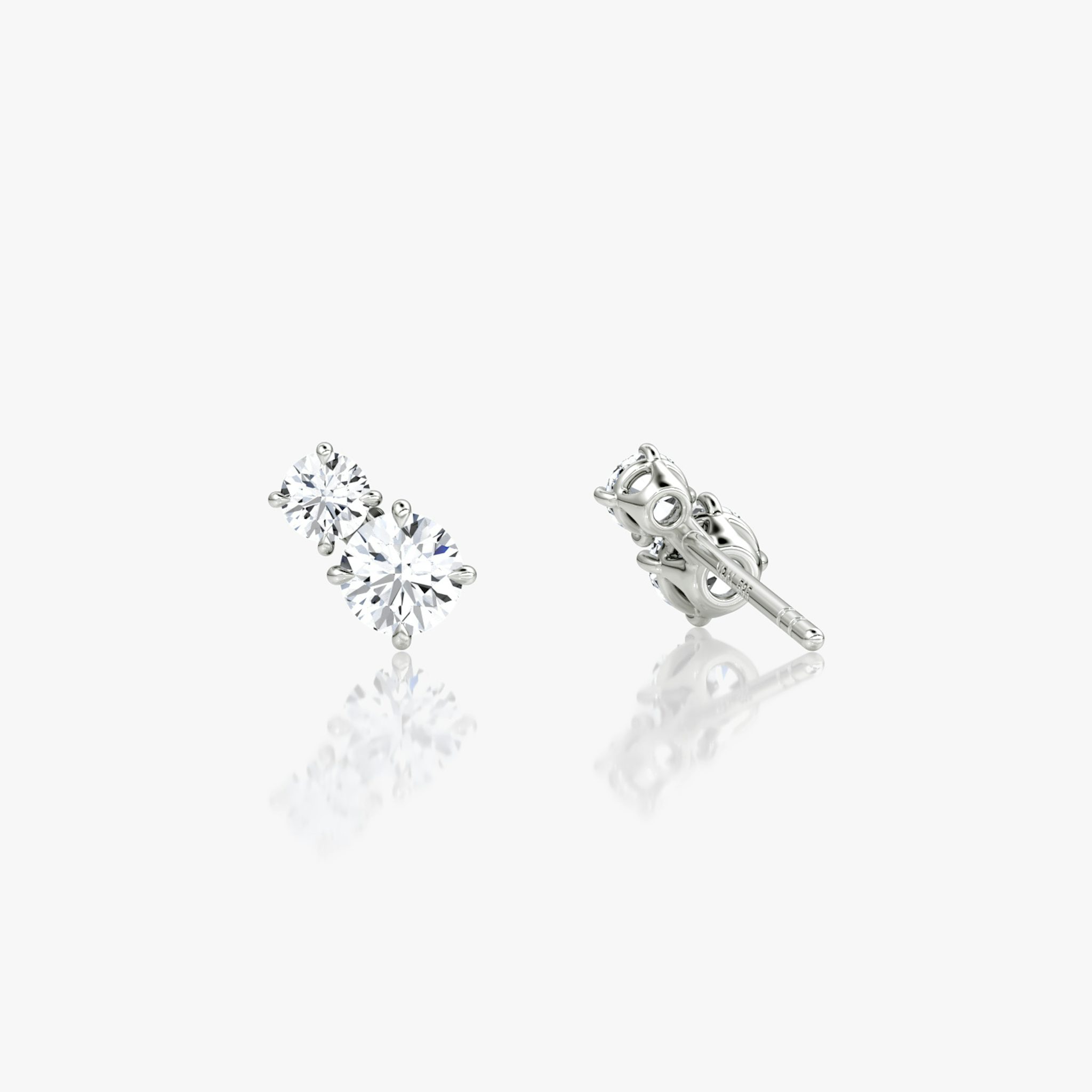 Toi et Moi Echo Stud | Round Brilliant | Sterling Silver | caratWeight: 0.35ct | side: left