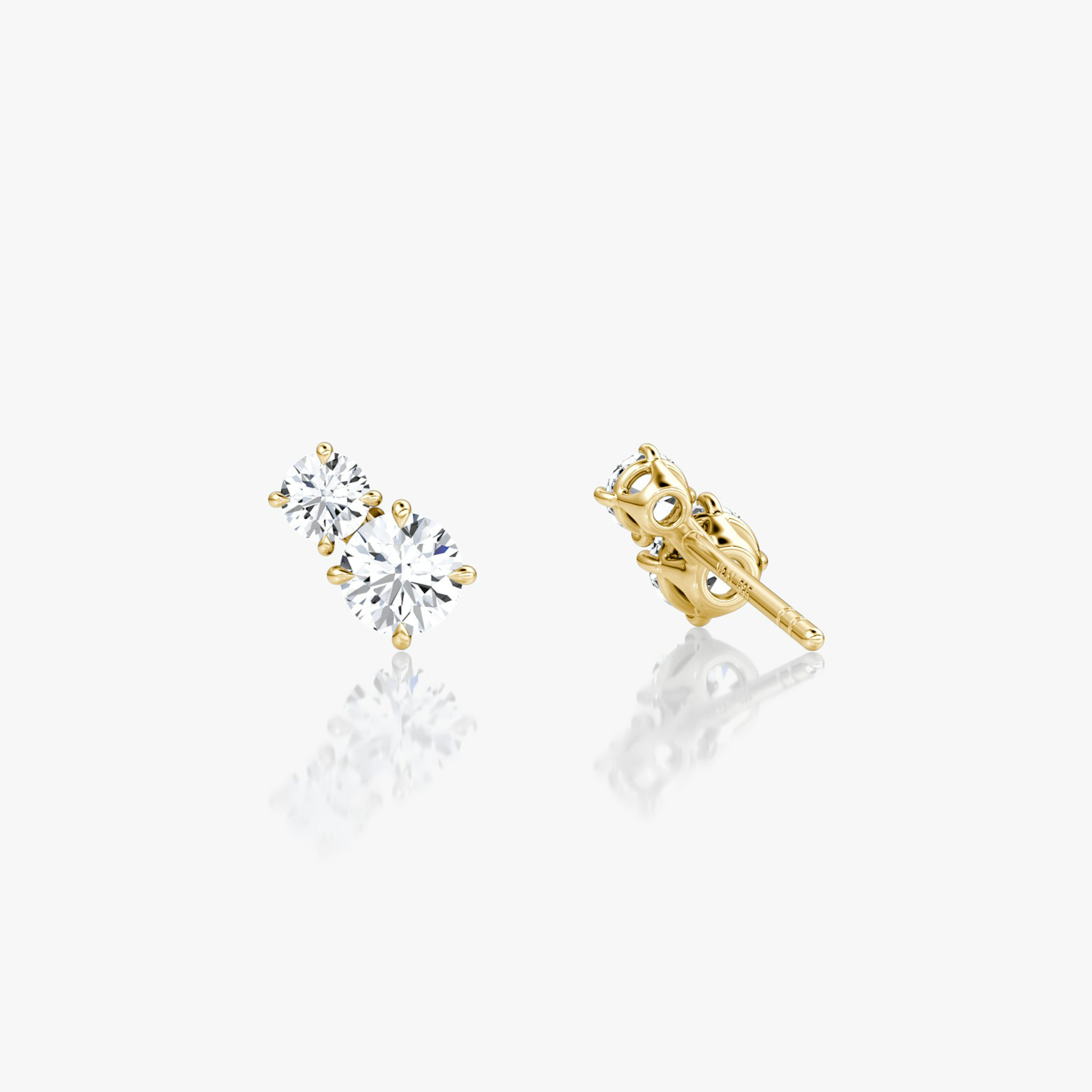 Toi et Moi Echo Stud | Round Brilliant | 14k | Yellow Gold | caratWeight: 0.35ct | side: left