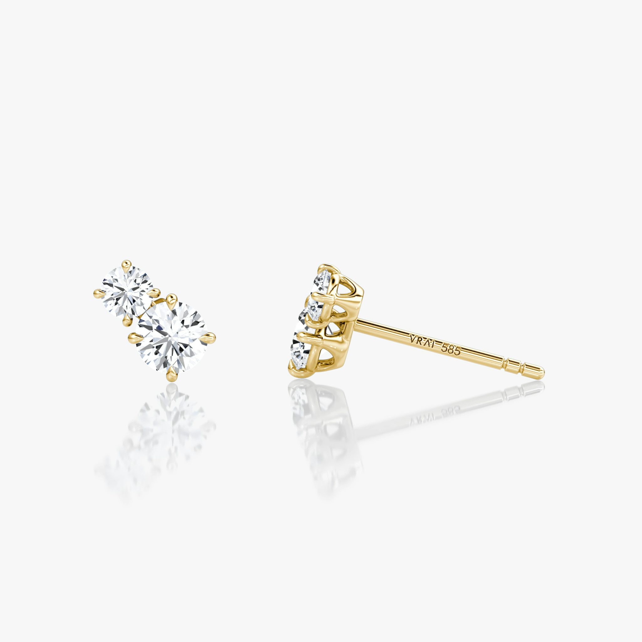 Toi et Moi Echo Stud | Round Brilliant | 14k | Yellow Gold | caratWeight: 0.35ct | side: left