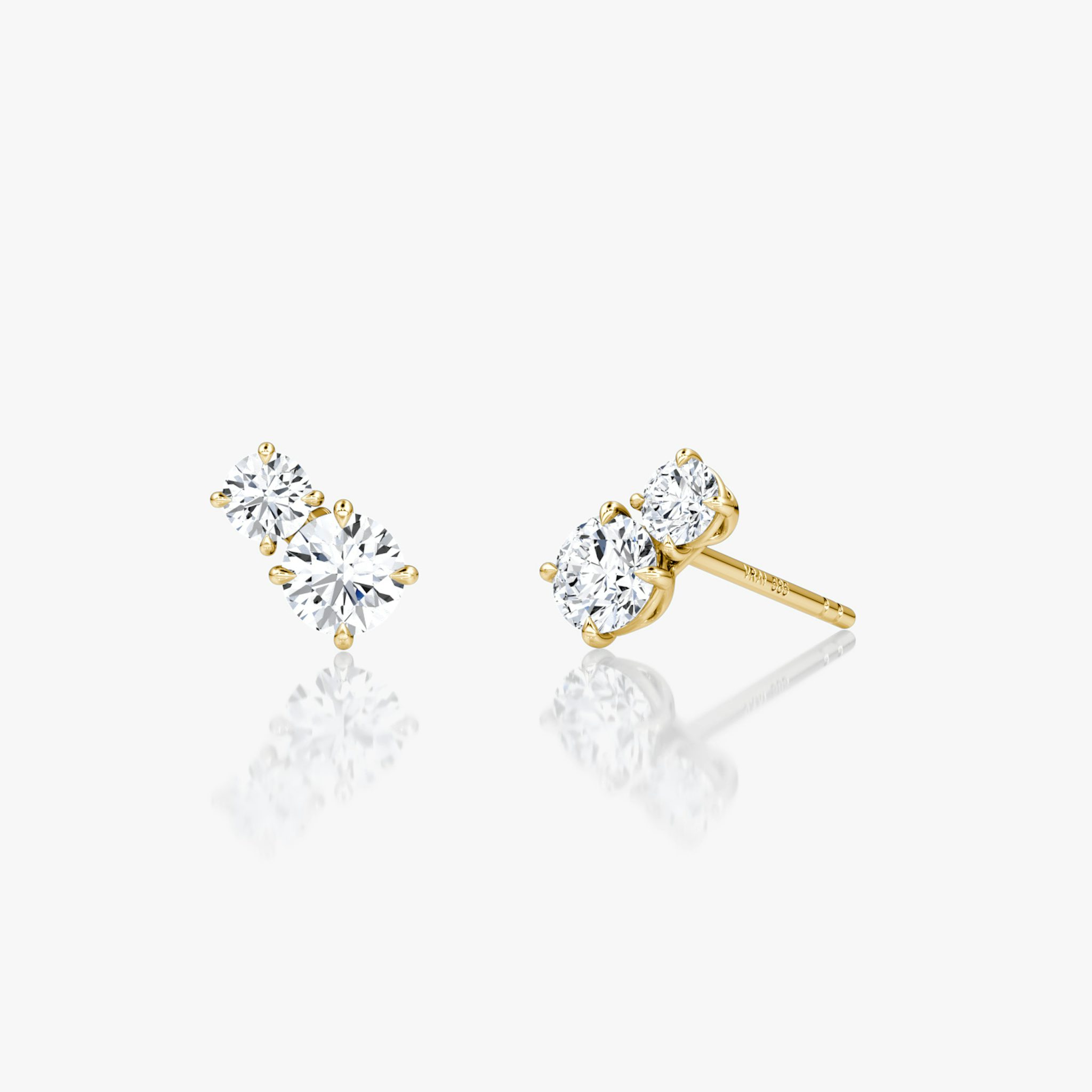 Toi et Moi Echo Stud | Round Brilliant | 14k | Yellow Gold | caratWeight: 0.35ct | side: left