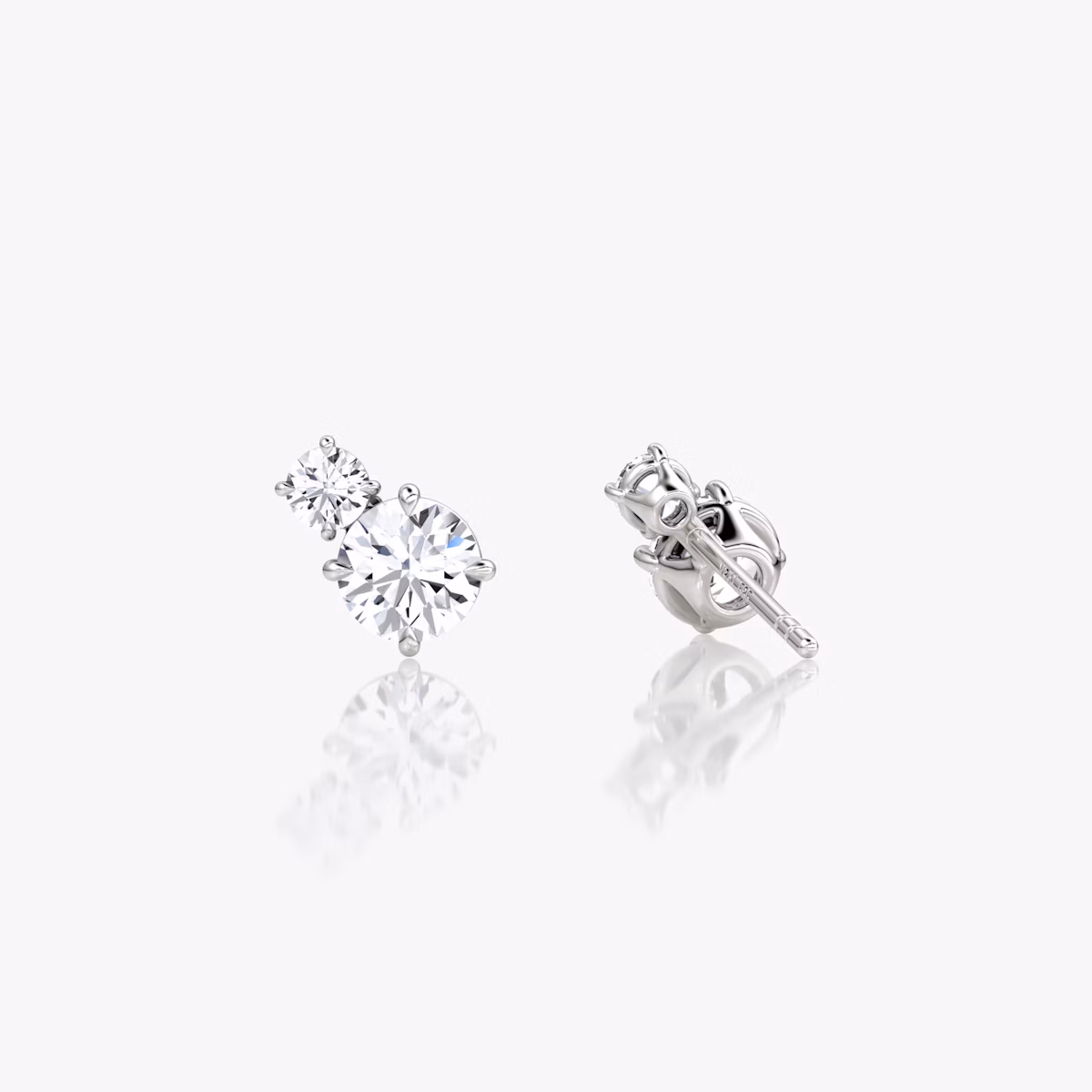Toi et Moi Echo Stud | Round Brilliant | 14k | White Gold | caratWeight: 0.60ct | side: left