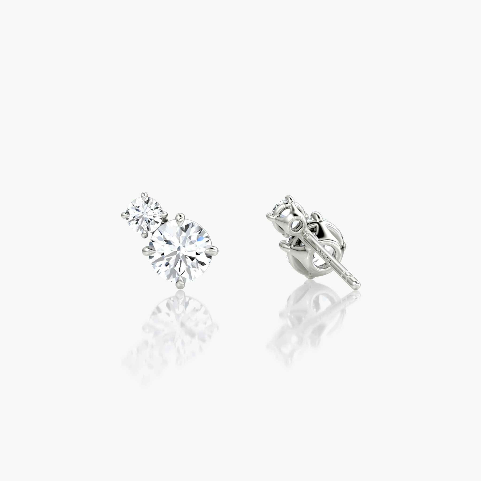 Toi et Moi Echo Stud | Round Brilliant | Sterling Silver | caratWeight: 0.60ct | side: left