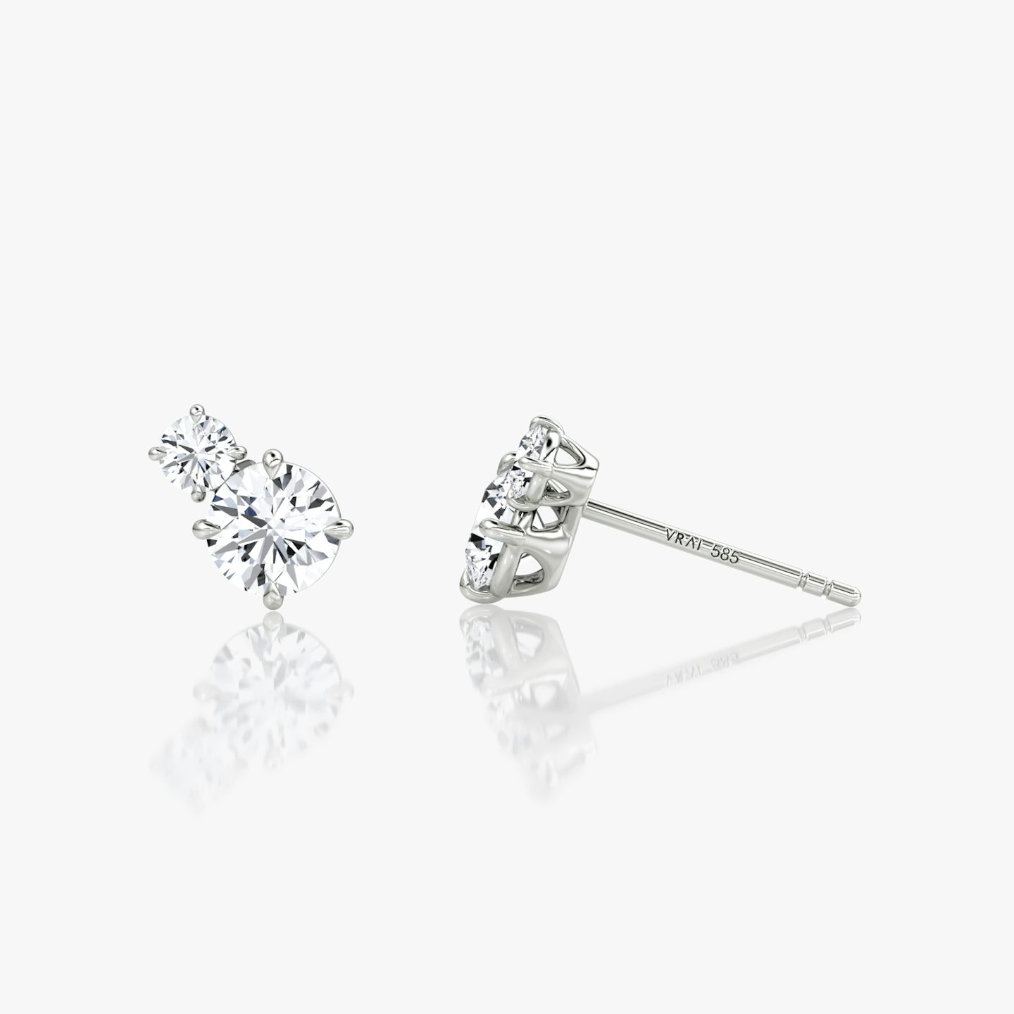 Clou d'oreille Toi et Moi Echo | Rond Brillant | 14k | Or blanc | caratWeight: 0.60ct | side: left