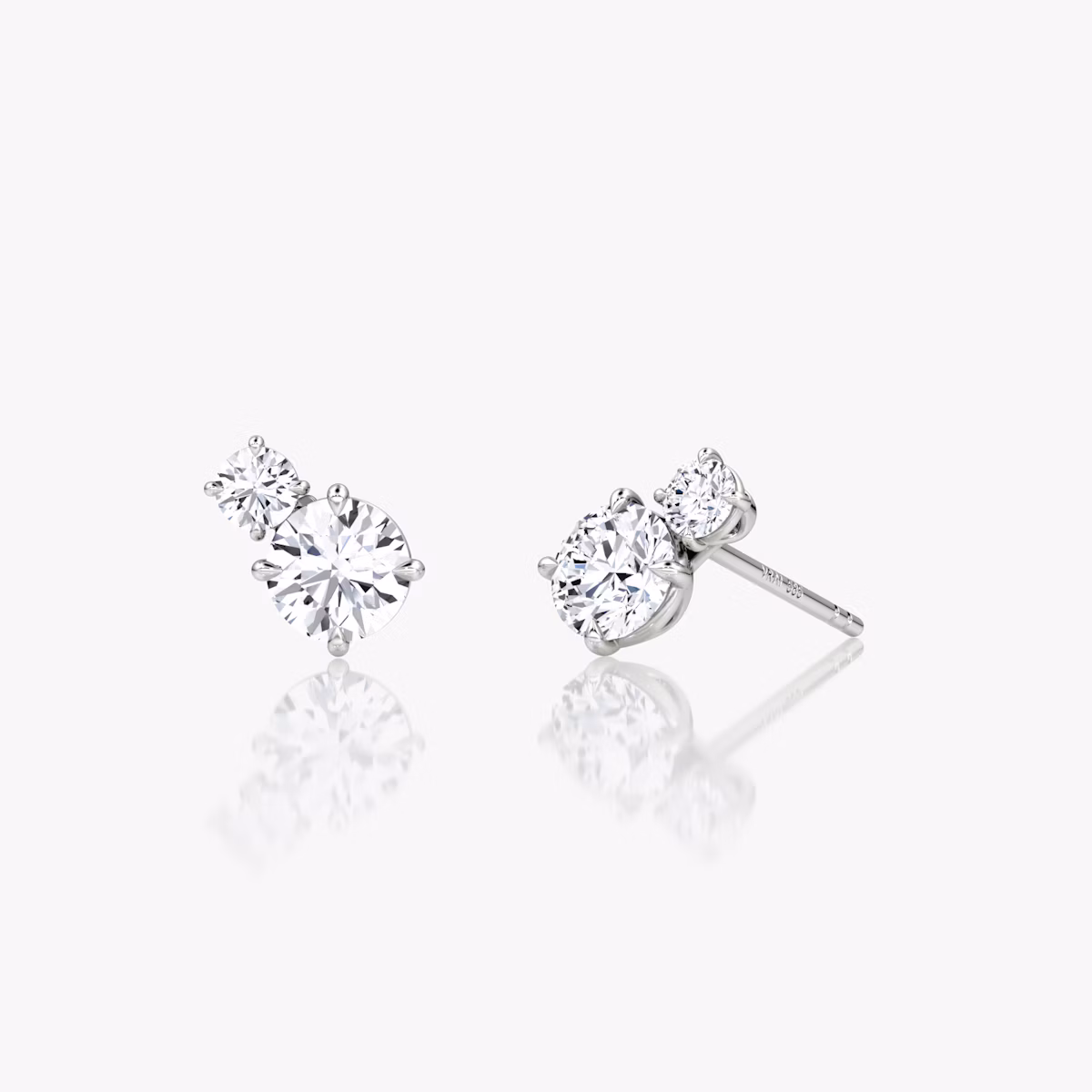 Toi et Moi Echo Stud | Round Brilliant | 14k | White Gold | caratWeight: 0.60ct | side: left