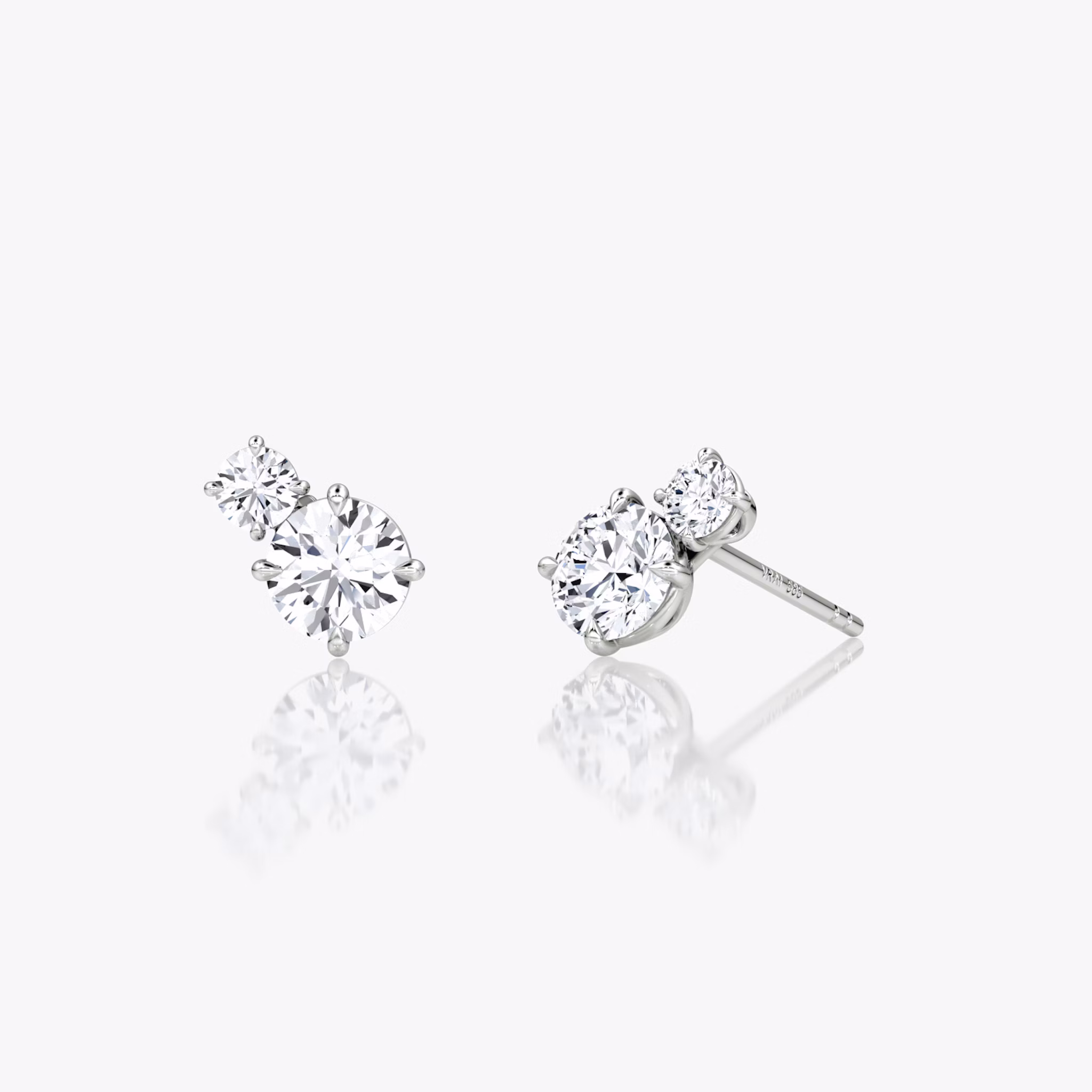 Toi et Moi Echo Stud | Round Brilliant | Sterling Silver | caratWeight: 0.60ct | side: left