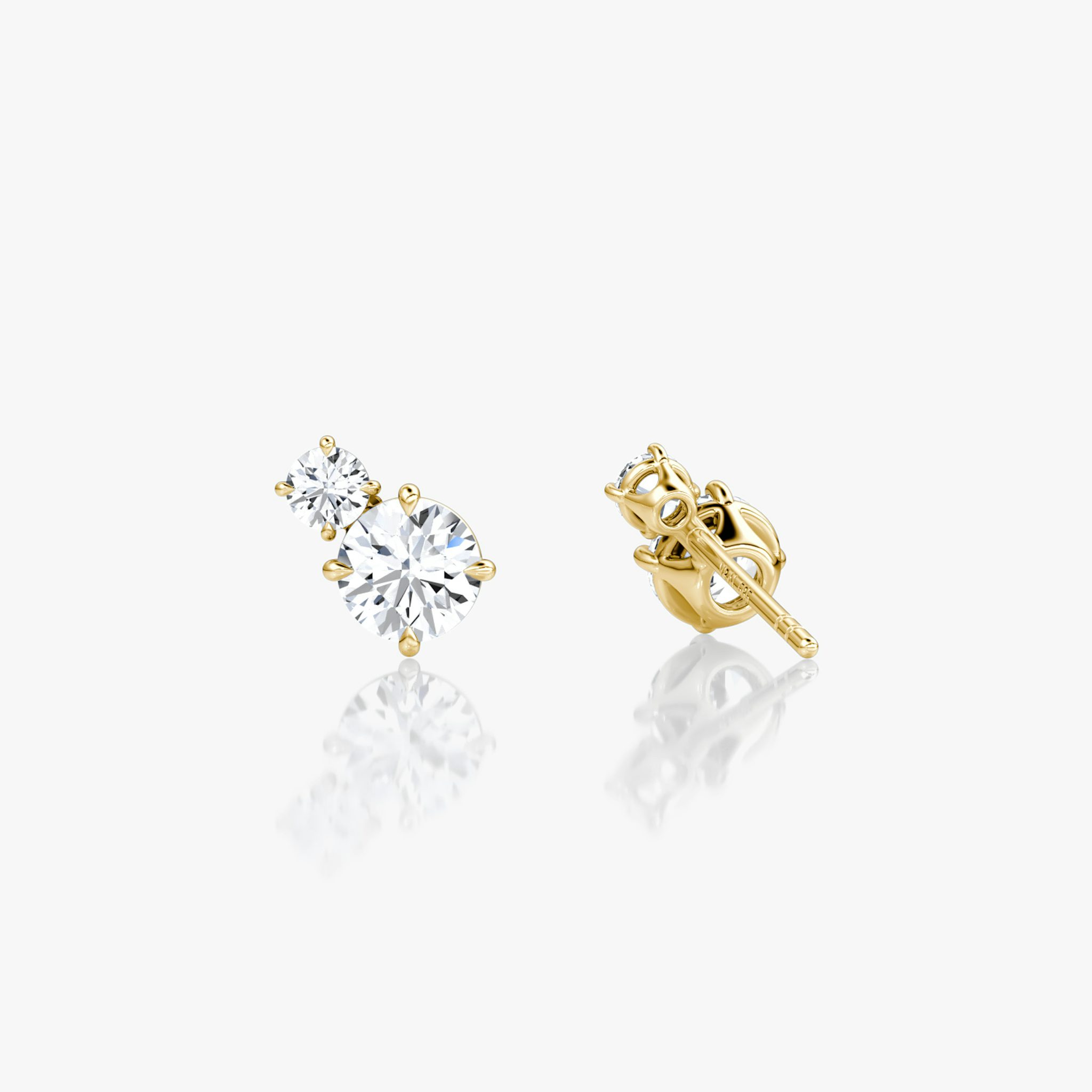 Toi et Moi Echo Stud | Round Brilliant | 14k | Yellow Gold | caratWeight: 0.60ct | side: left