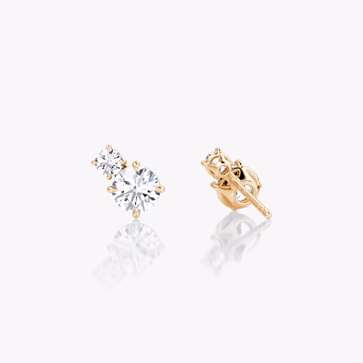 Pendiente Toi et Moi Echo | Brillante | 14k | Oro rosa | caratWeight: 0.60ct | side: left