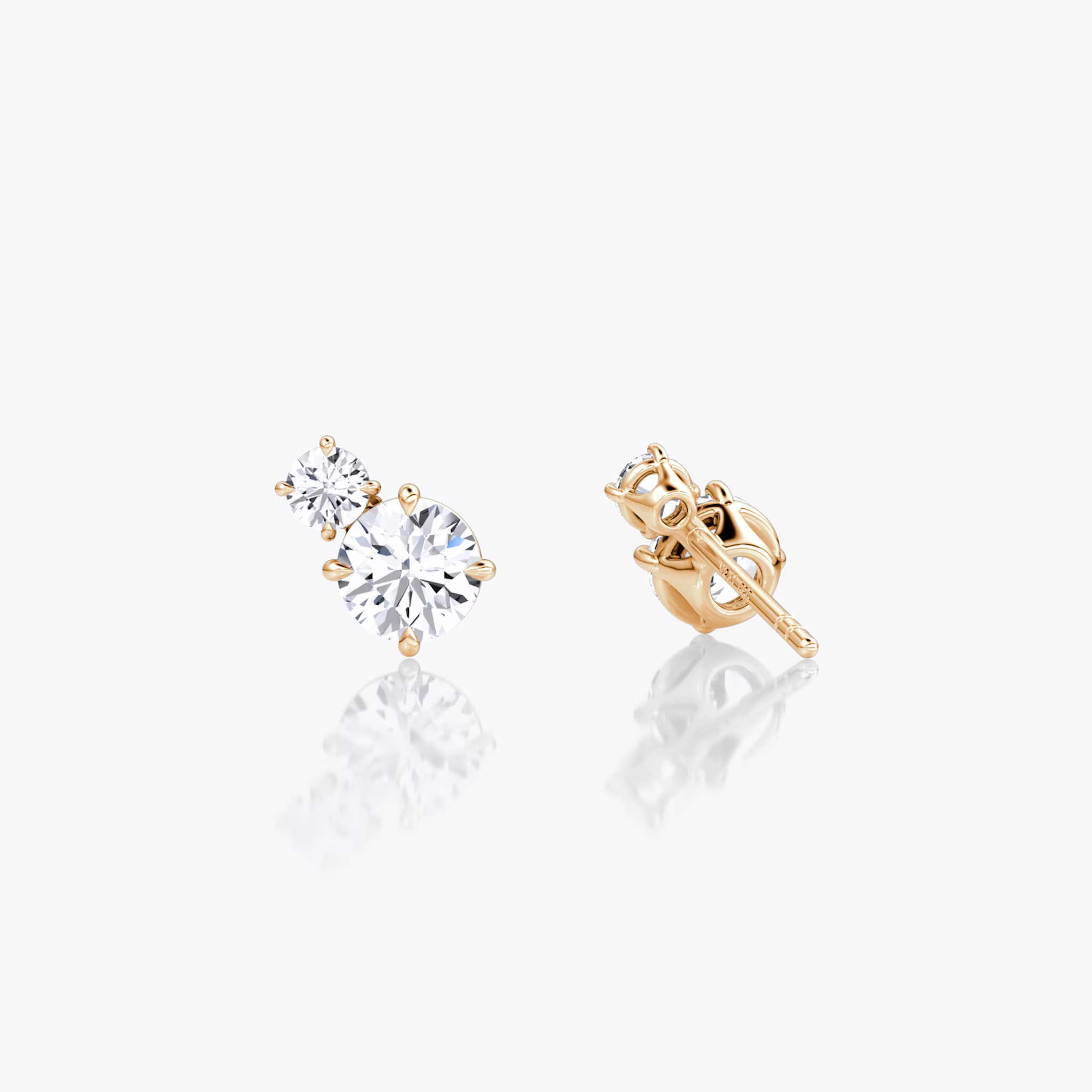 Toi et Moi Echo Stud | Round Brilliant | 14k | Rose Gold | caratWeight: 0.60ct | side: left