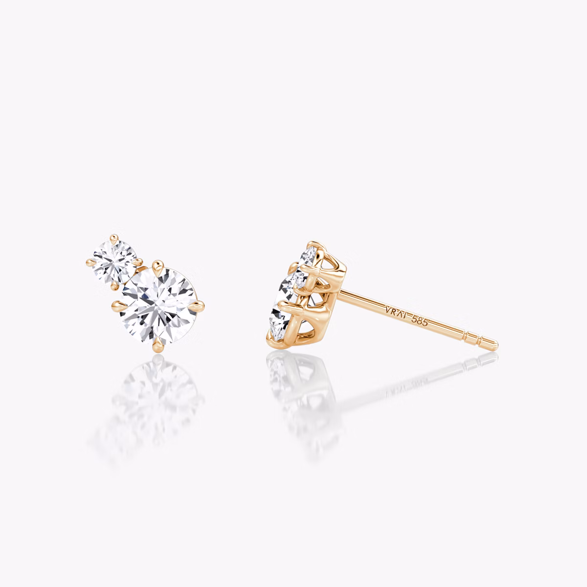 Pendiente Toi et Moi Echo | Brillante | 14k | Oro rosa | caratWeight: 0.60ct | side: left