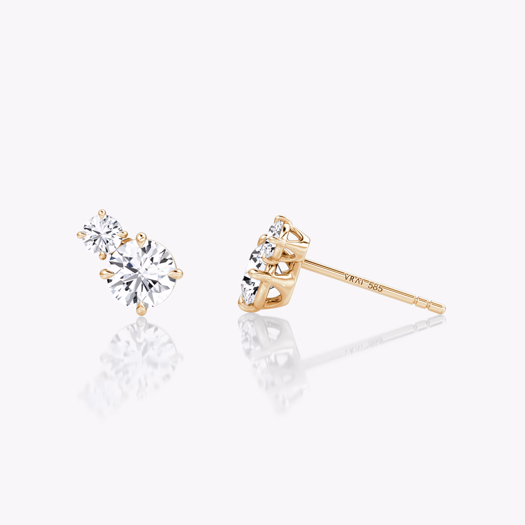 Toi et Moi Echo Stud | Round Brilliant | 14k | Rose Gold | caratWeight: 0.60ct | side: left