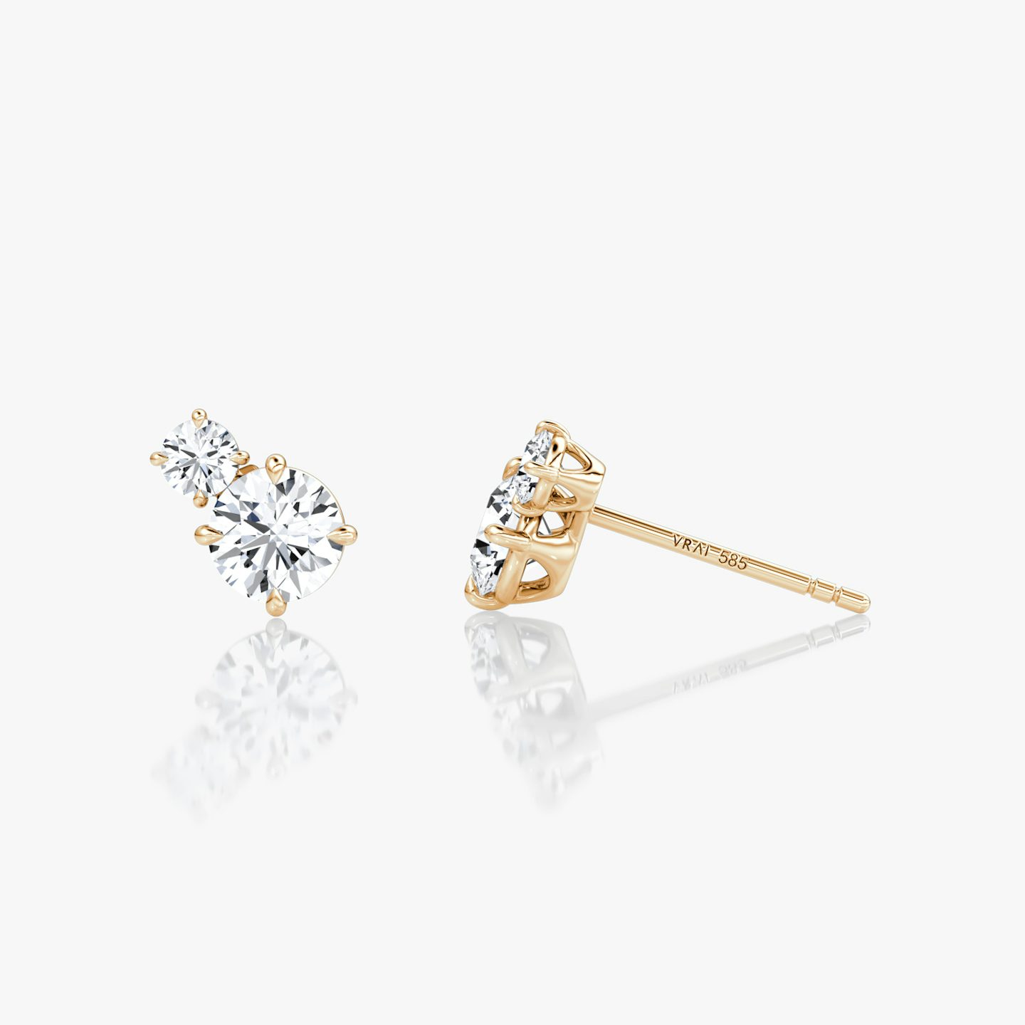 Clou d'oreille Toi et Moi Echo | Rond Brillant | 14k | Or rose | caratWeight: 0.60ct | side: left