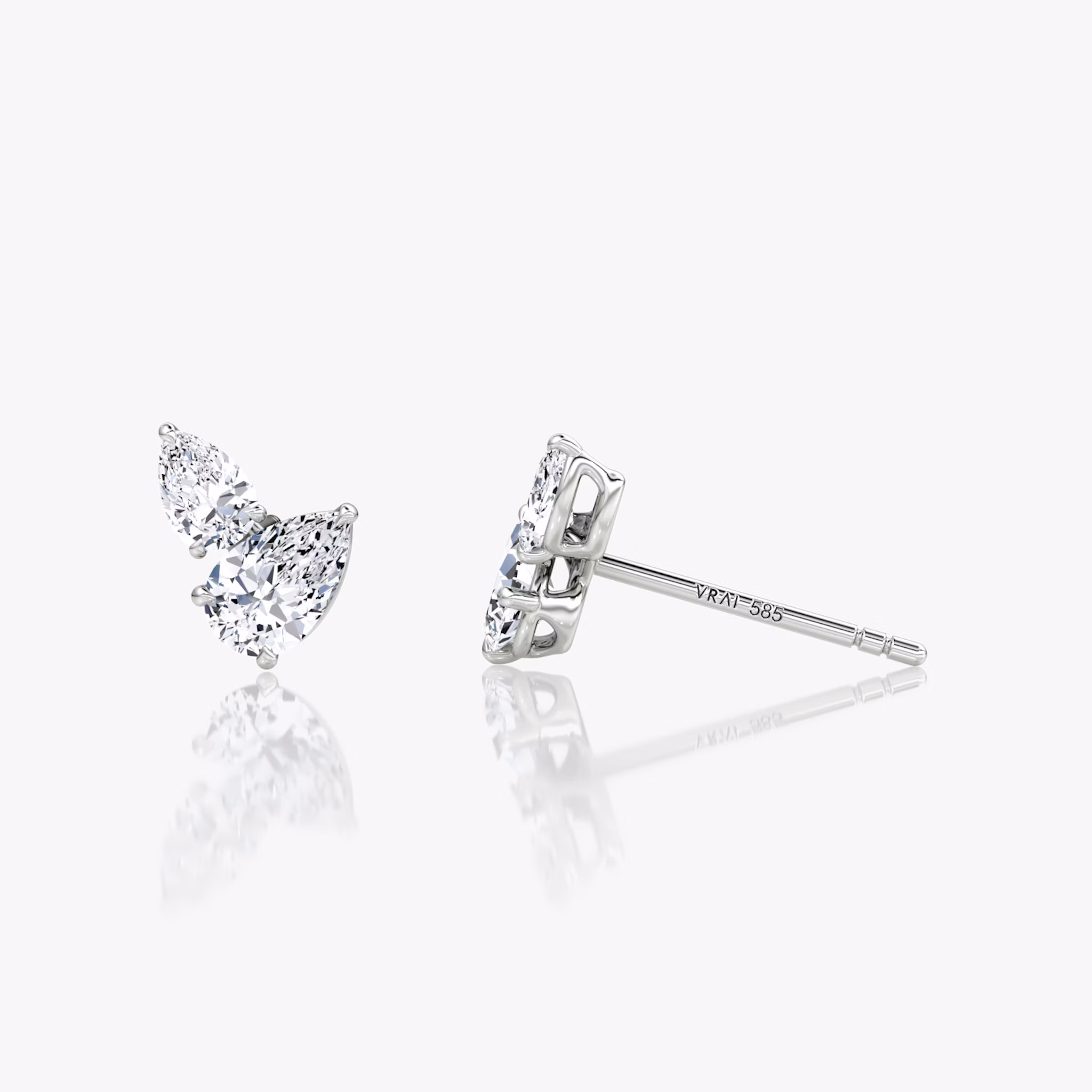 Toi et Moi Echo Stud | Pear | Sterling Silver | caratWeight: 0.40ct | side: left