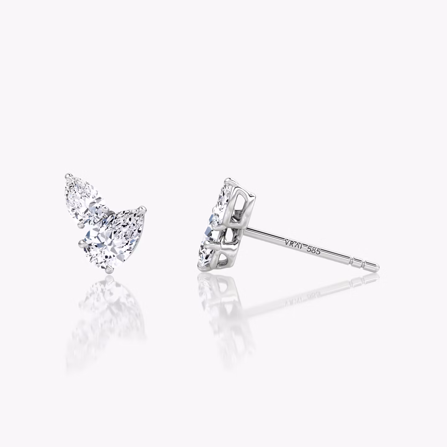 Clou d'oreille Toi et Moi Echo | Poire | 14k | Or blanc | caratWeight: 0.40ct | excludeFromFeed: null | side: left