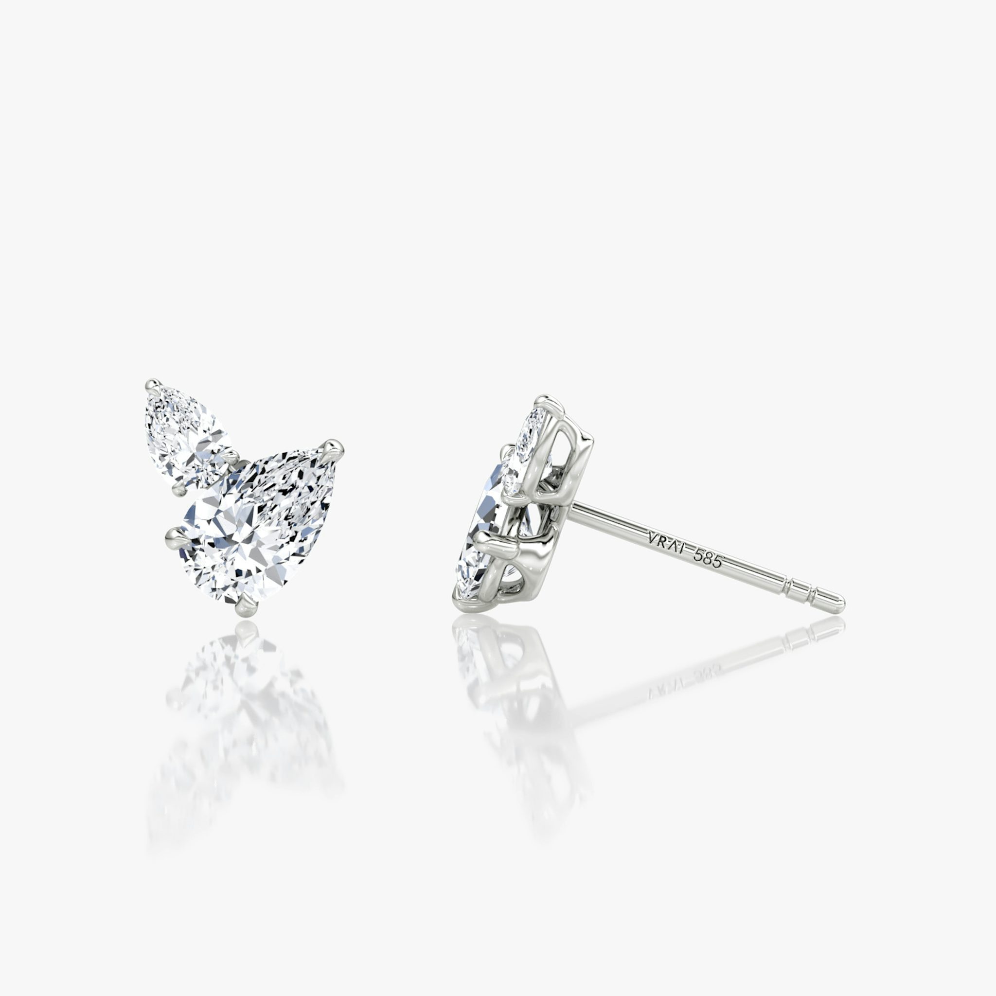 Toi et Moi Echo Stud | Pear | 14k | White Gold | caratWeight: 0.65ct | side: left
