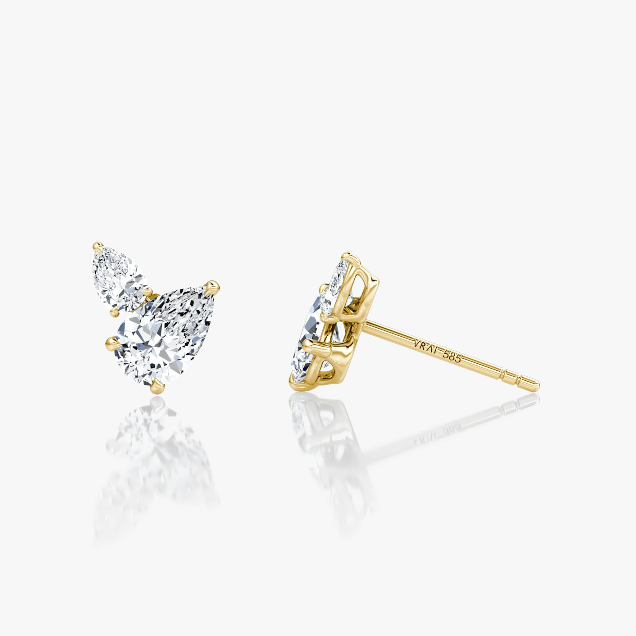 Toi et Moi Echo Stud | Pear | 14k | Yellow Gold | caratWeight: 0.65ct | side: left