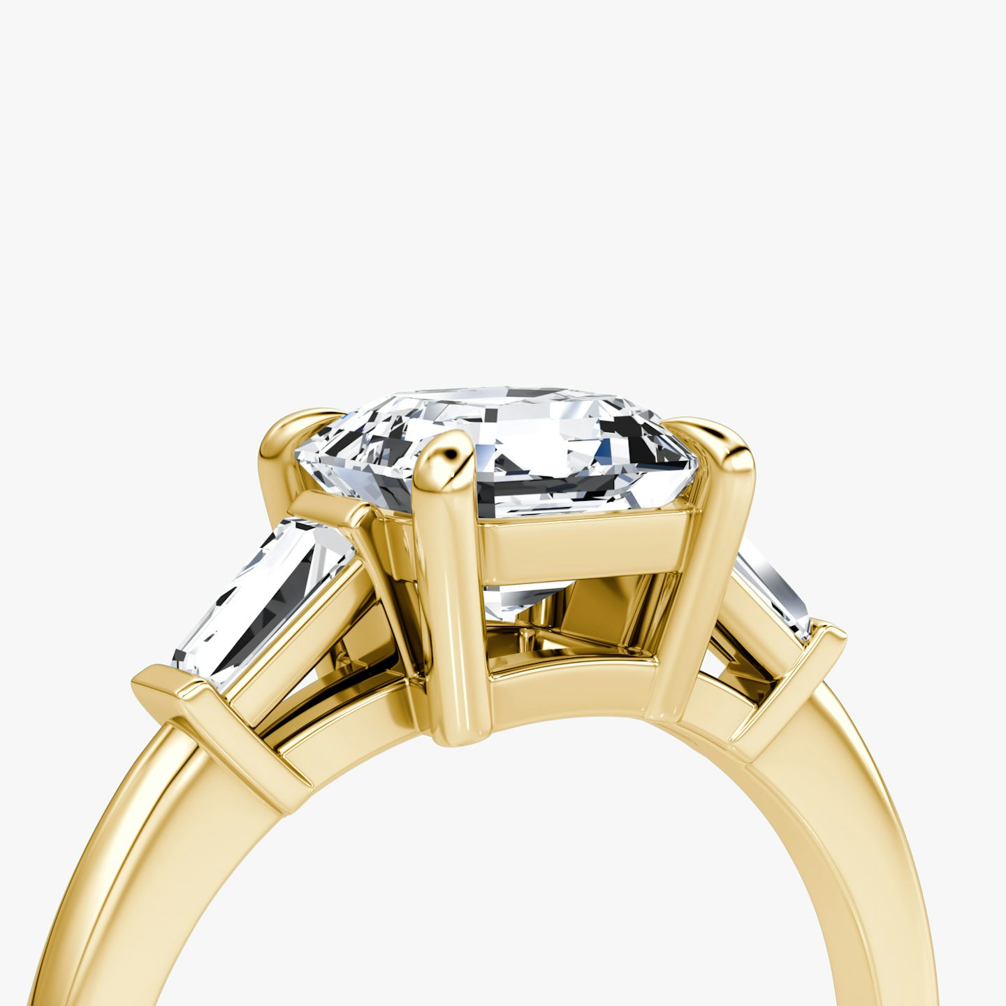 The Tapered Baguette Three Stone | Asscher | 18k | Yellow Gold | bandAccent: Plain | excludeFromFeed: null | diamondOrientation: vertical | caratWeight: other