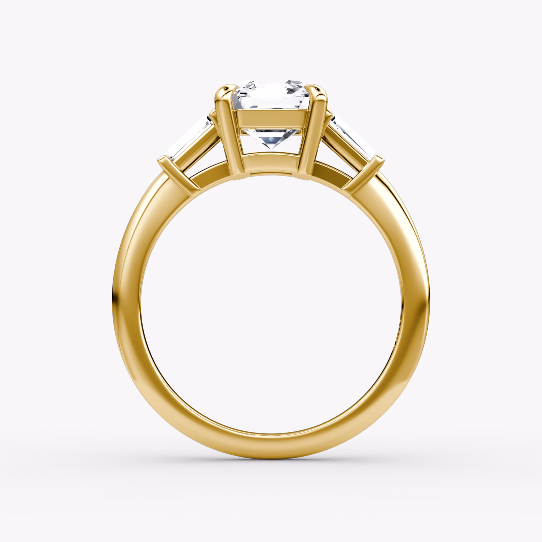 The Tapered Baguette Three Stone | Asscher | 18k | Yellow Gold | bandAccent: Plain | excludeFromFeed: null | diamondOrientation: vertical | caratWeight: other