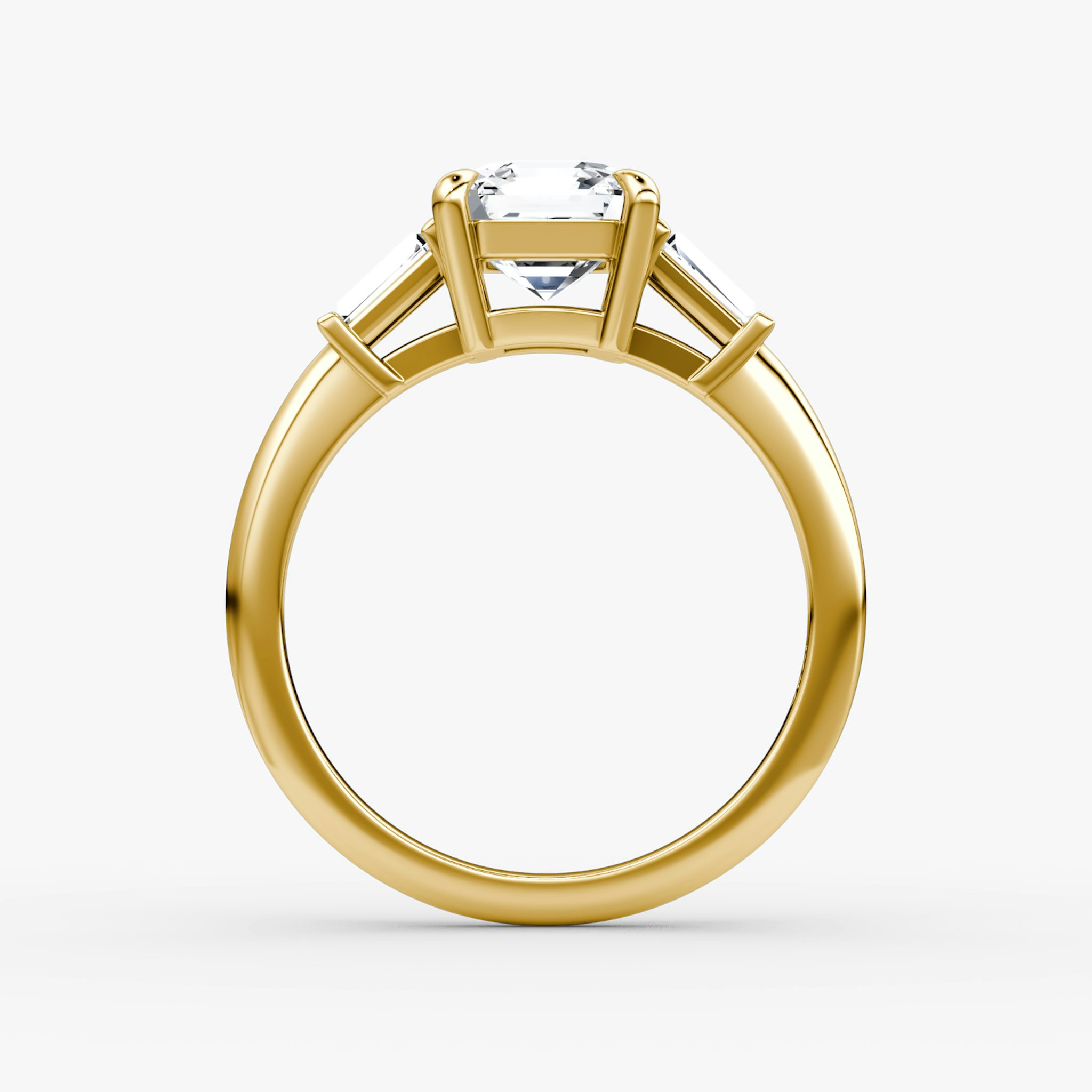 The Tapered Baguette Three Stone | Asscher | 18k | Yellow Gold | bandAccent: Plain | excludeFromFeed: null | diamondOrientation: vertical | caratWeight: other