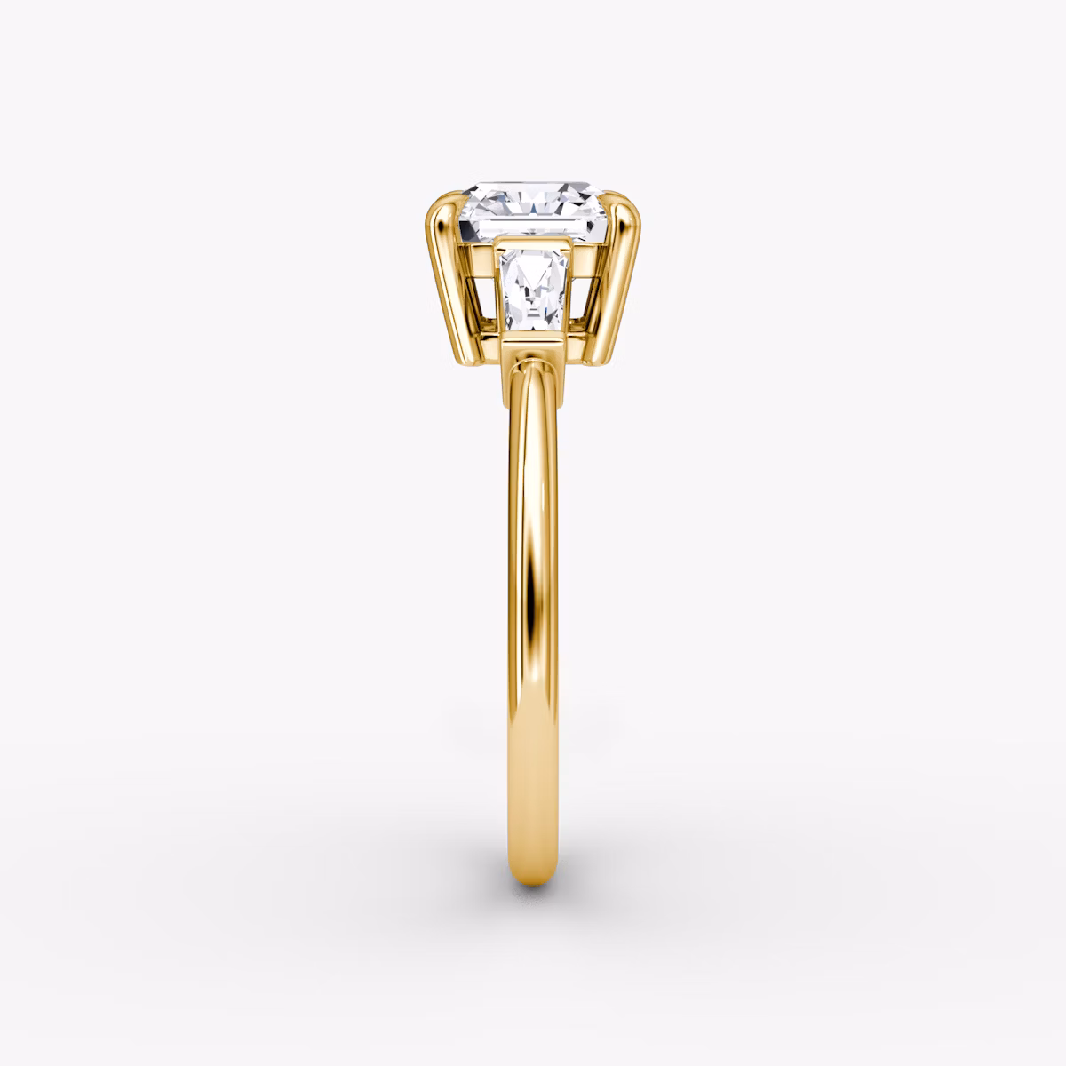 The Tapered Baguette Three Stone | Asscher | 18k | Yellow Gold | bandAccent: Plain | caratWeight: 1.0ct | excludeFromFeed: null | diamondOrientation: vertical