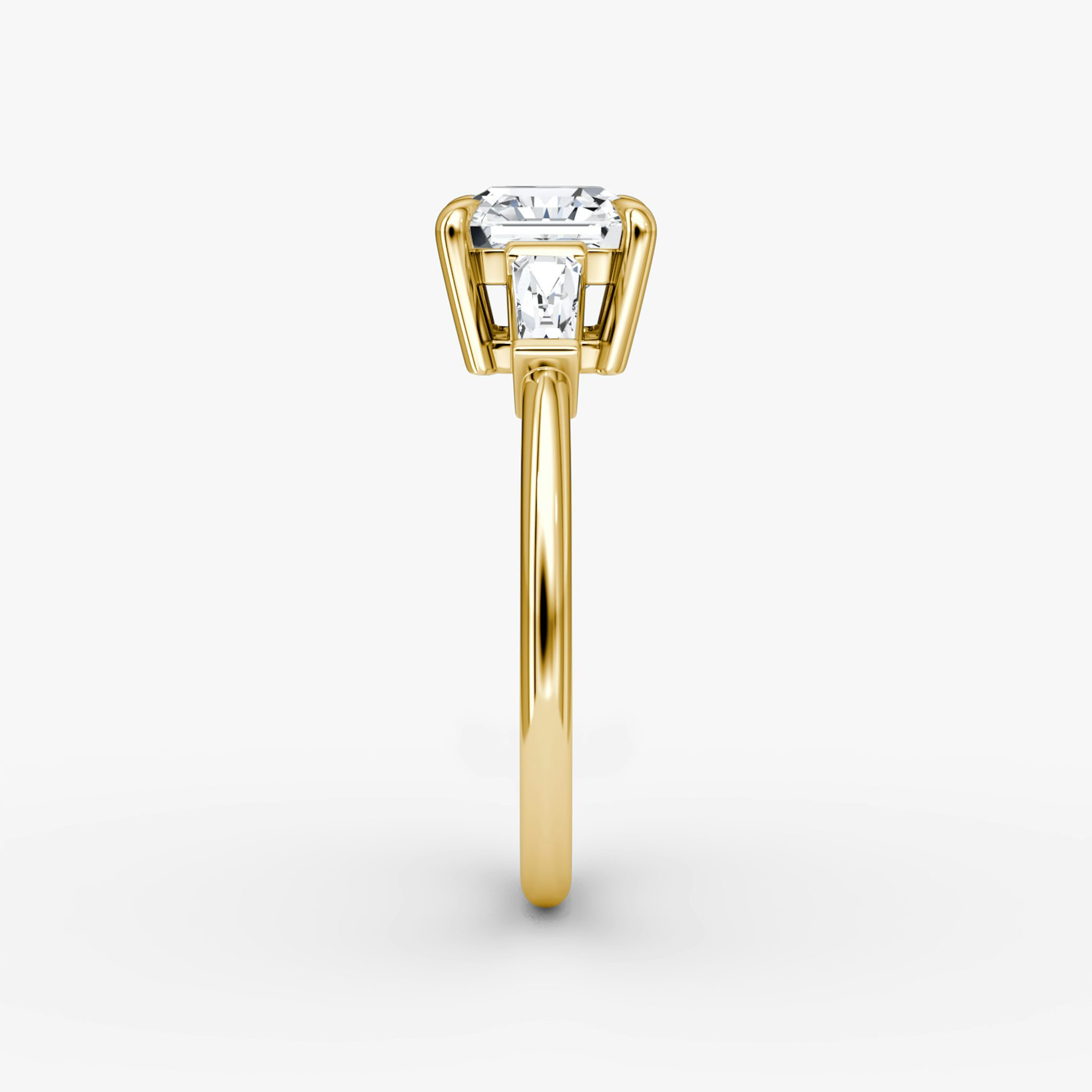 The Tapered Baguette Three Stone | Asscher | 18k | Yellow Gold | bandAccent: Plain | excludeFromFeed: null | diamondOrientation: vertical | caratWeight: other