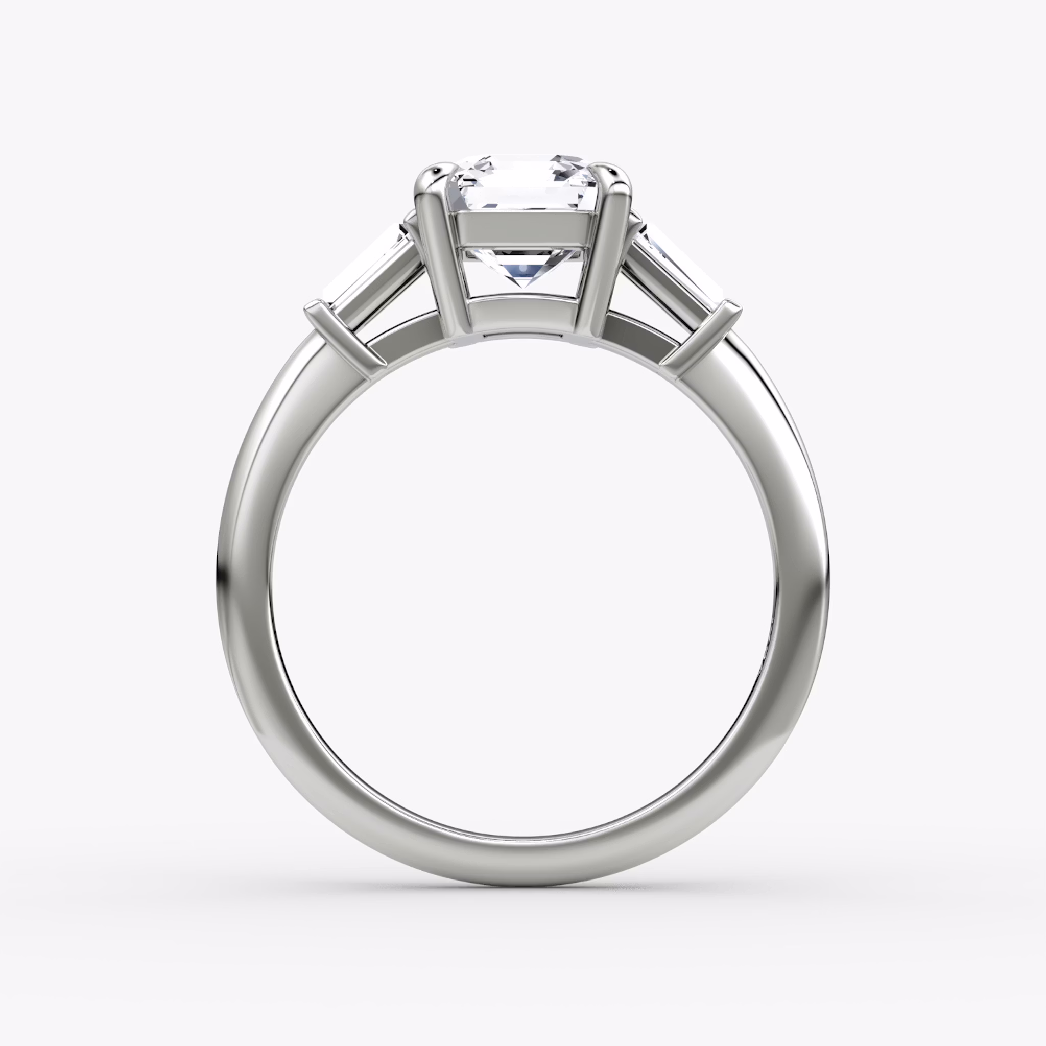 The Tapered Baguette Three Stone | Asscher | 18k | White Gold | bandAccent: Plain | excludeFromFeed: null | diamondOrientation: vertical | caratWeight: other