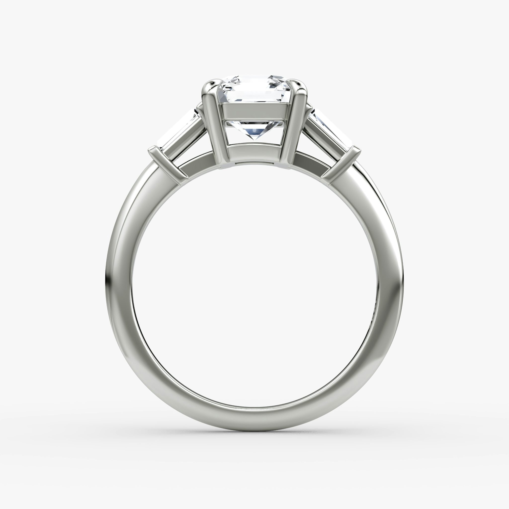 The Tapered Baguette Three Stone | Asscher | 18k | White Gold | bandAccent: Plain | excludeFromFeed: null | diamondOrientation: vertical | caratWeight: other