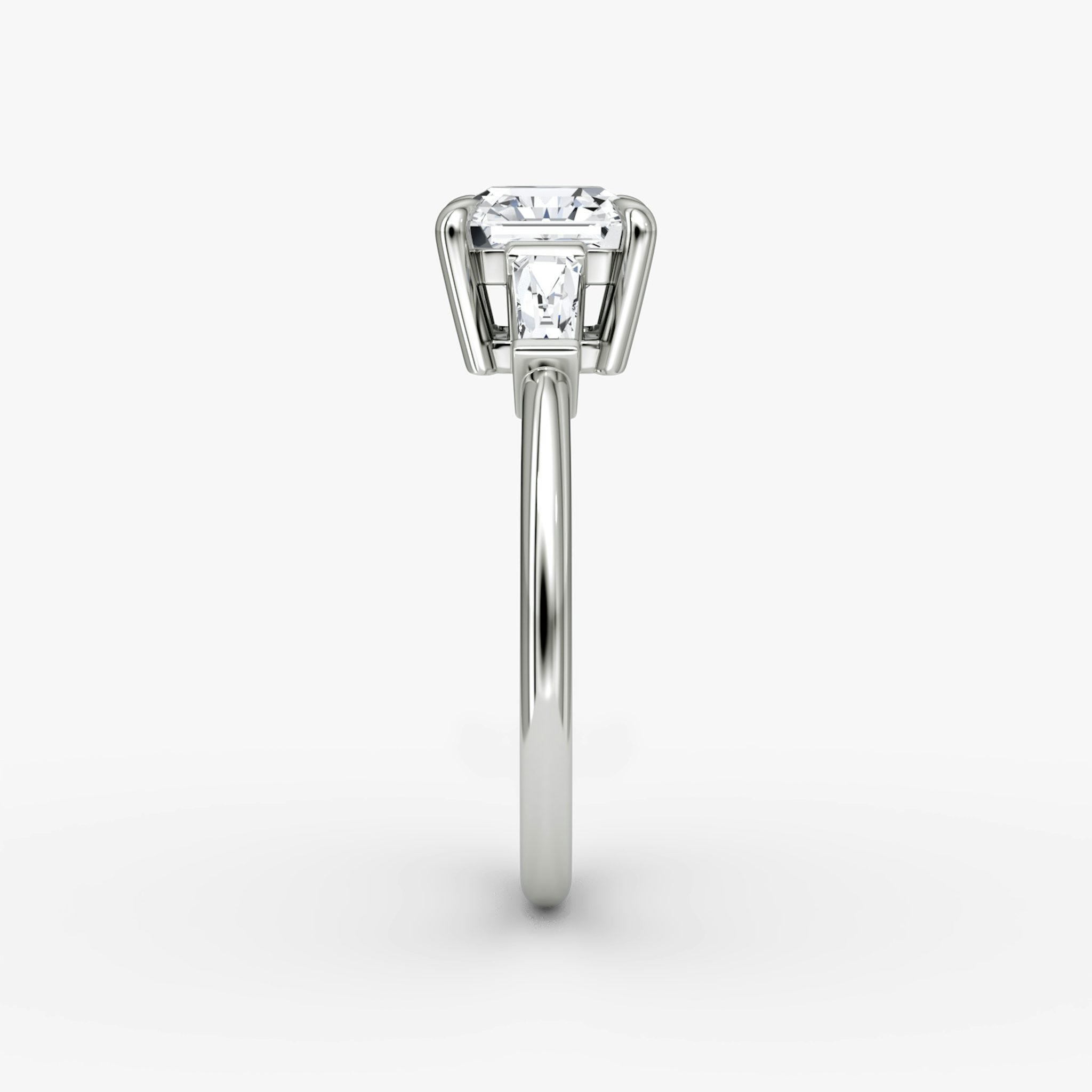 The Tapered Baguette Three Stone | Asscher | 18k | White Gold | bandAccent: Plain | excludeFromFeed: null | diamondOrientation: vertical | caratWeight: other