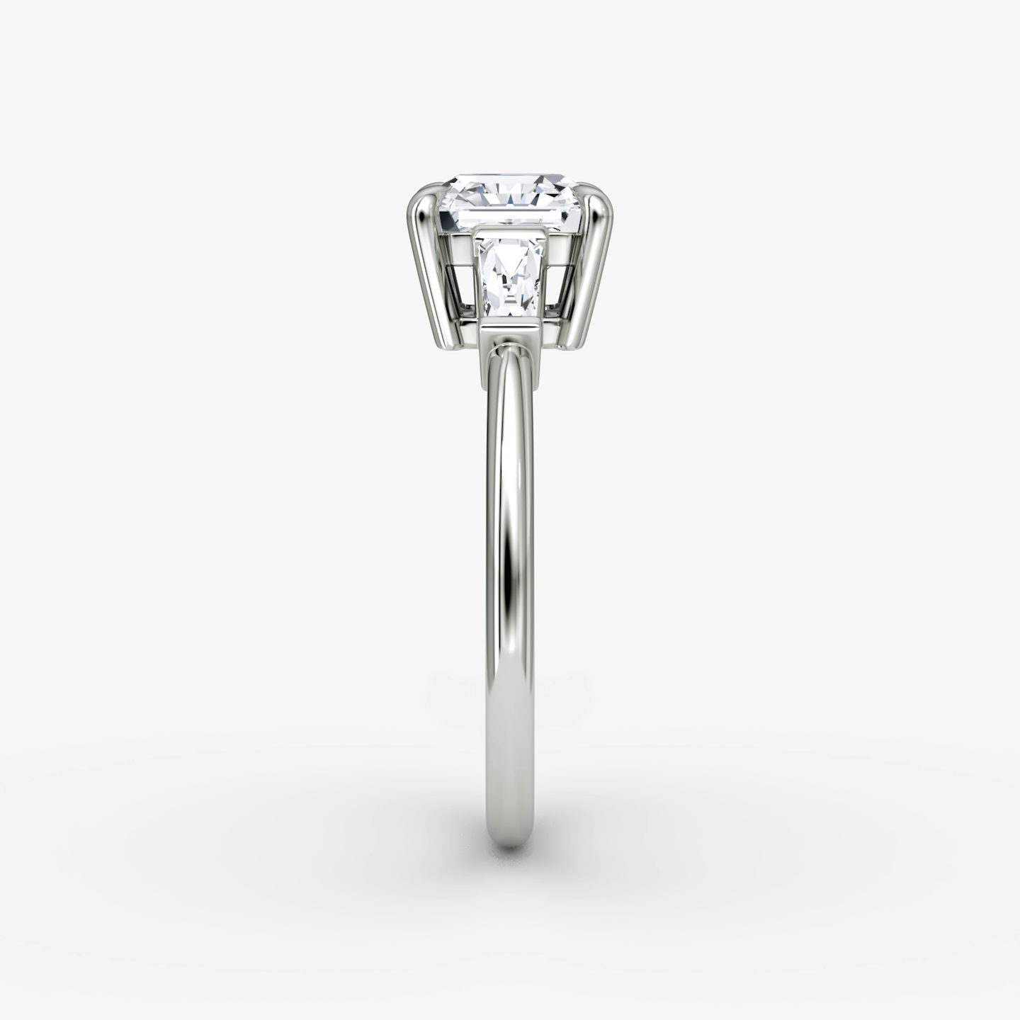 The Tapered Baguette Three Stone | Asscher | Platinum | bandAccent: Plain | excludeFromFeed: null | diamondOrientation: vertical | caratWeight: other