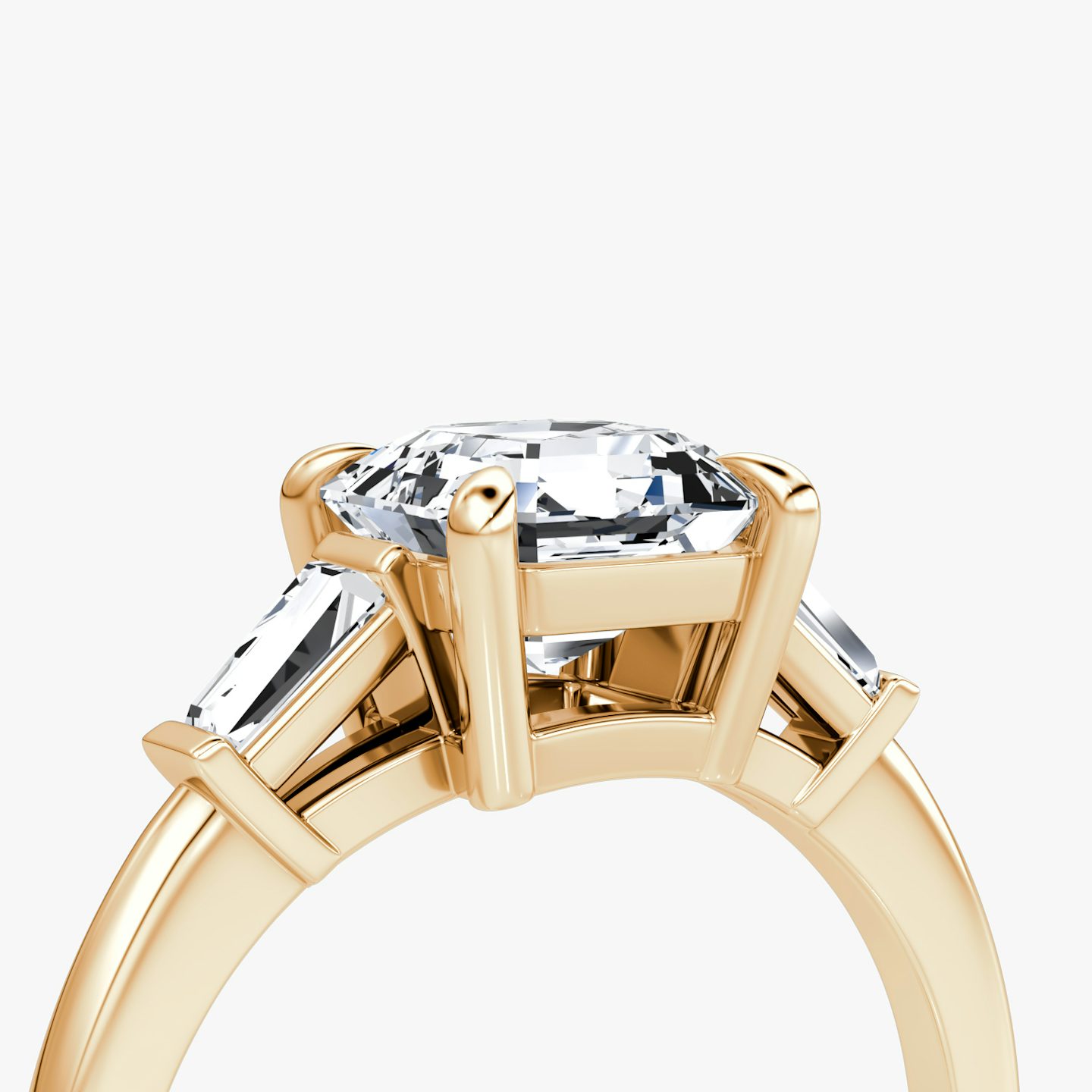 The Tapered Baguette Three Stone | Asscher | 14k | Rose Gold | bandAccent: Plain | excludeFromFeed: null | diamondOrientation: vertical | caratWeight: other