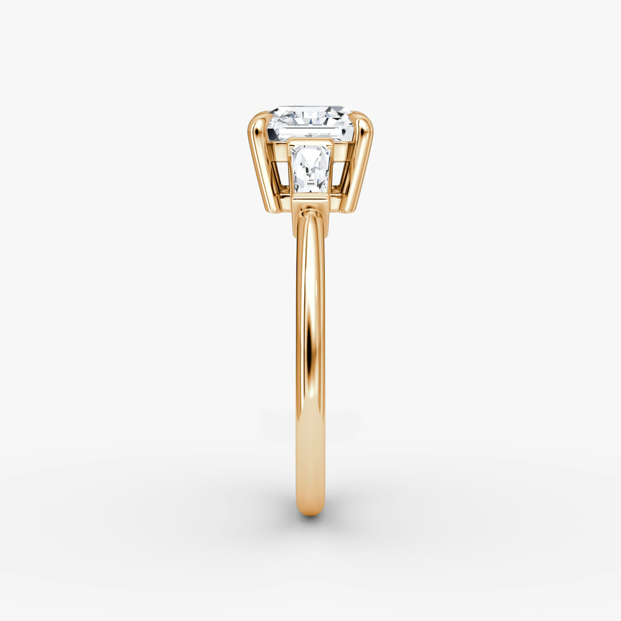 The Tapered Baguette Three Stone | Asscher | 14k | Rose Gold | bandAccent: Plain | excludeFromFeed: null | diamondOrientation: vertical | caratWeight: other