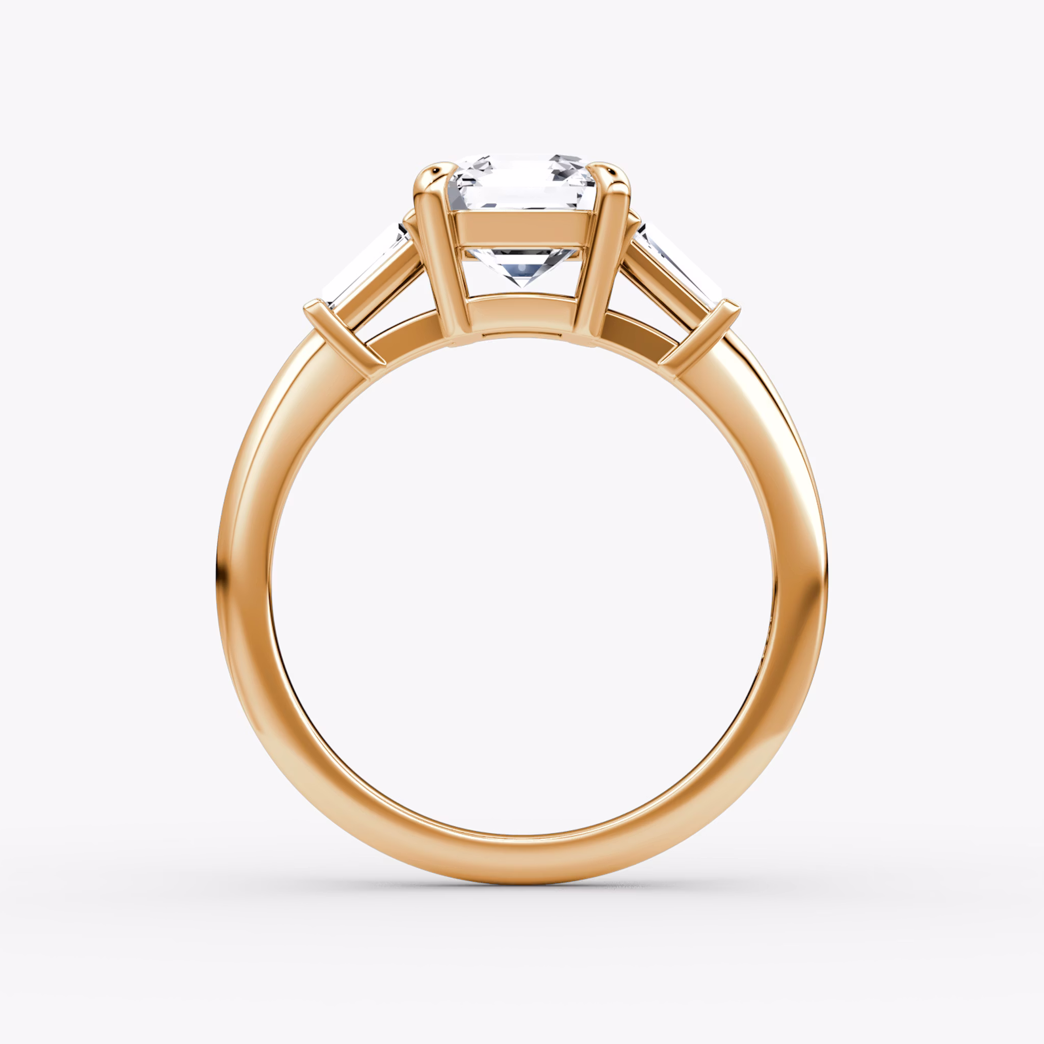 The Tapered Baguette Three Stone | Asscher | 14k | Rose Gold | bandAccent: Plain | excludeFromFeed: null | diamondOrientation: vertical | caratWeight: other