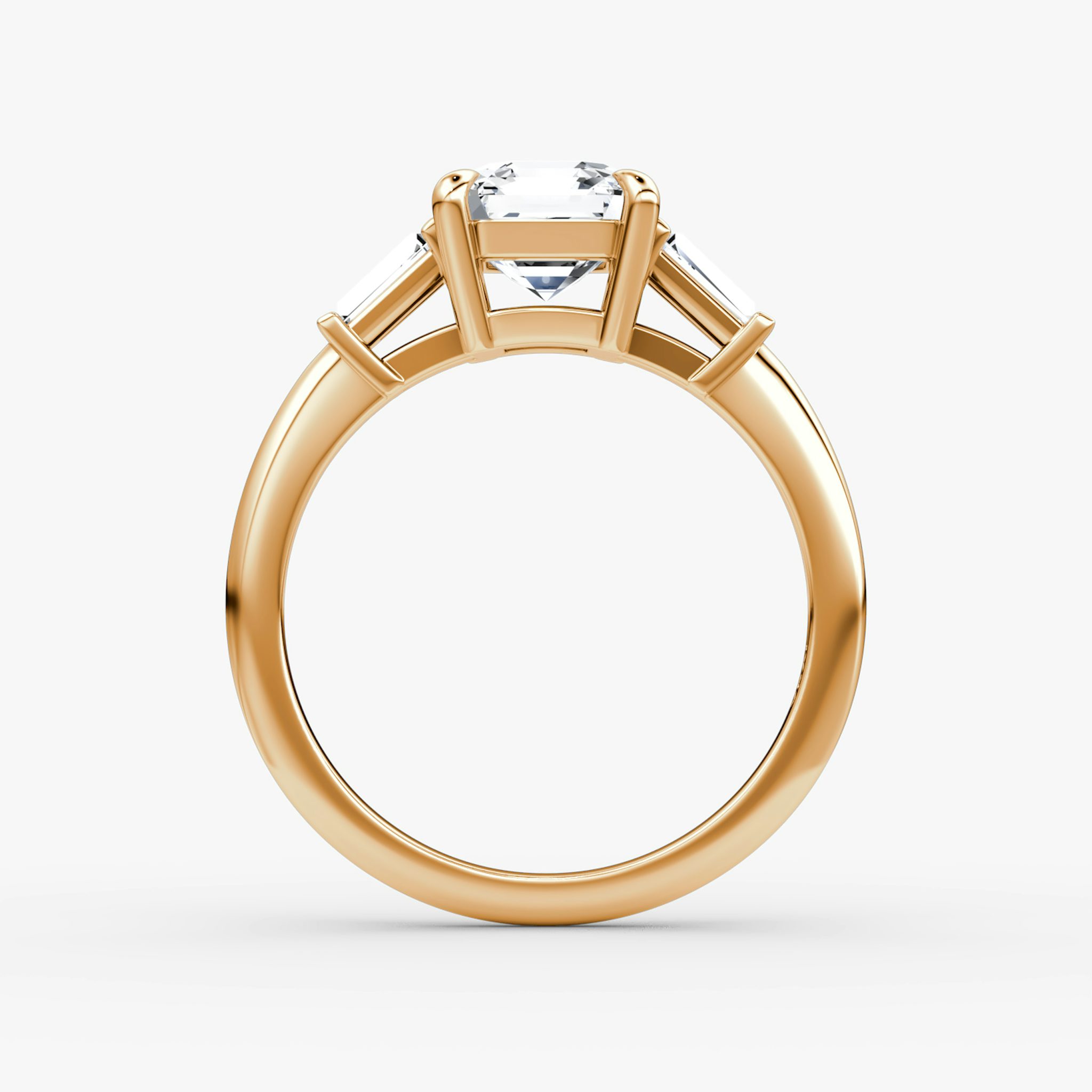 The Tapered Baguette Three Stone | Asscher | 14k | Rose Gold | bandAccent: Plain | excludeFromFeed: null | diamondOrientation: vertical | caratWeight: other