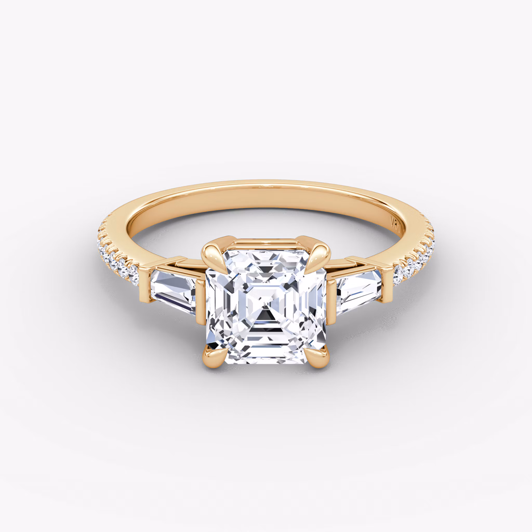 Tapered Baguette Three Stone Asscher | Rose Gold