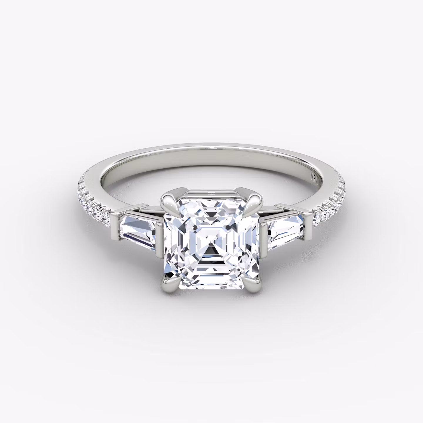 The Tapered Baguette Three Stone Asscher | White Gold