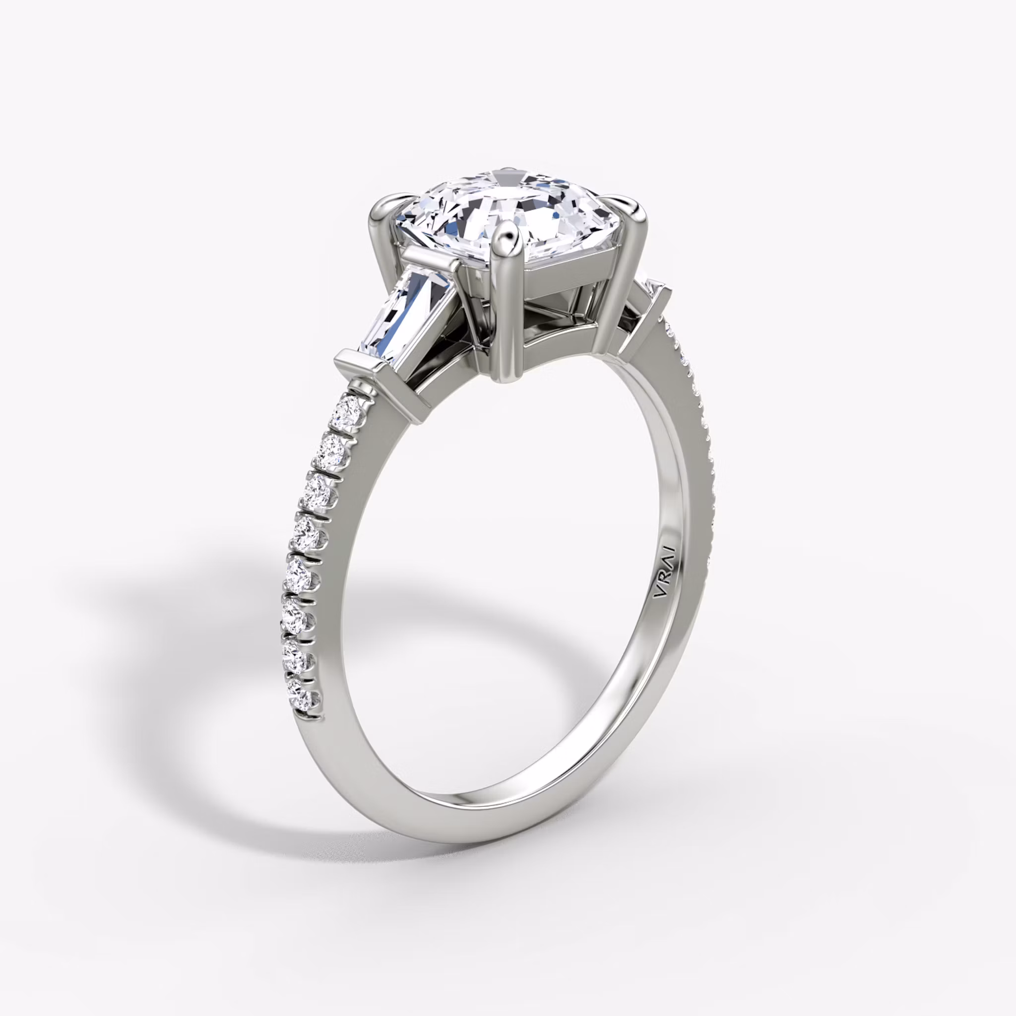 Tapered Baguette Three Stone Asscher | Platinum