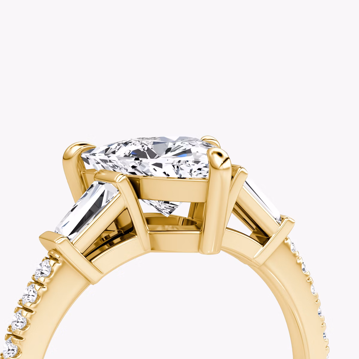 The Tapered Baguette Three Stone | Trillion | 18k | Yellow Gold | bandAccent: Pavé | caratWeight: 1.0ct | excludeFromFeed: null | diamondOrientation: vertical