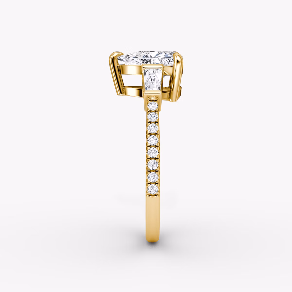 The Tapered Baguette Three Stone | Trillion | 18k | Yellow Gold | bandAccent: Pavé | caratWeight: 1.0ct | excludeFromFeed: null | diamondOrientation: vertical