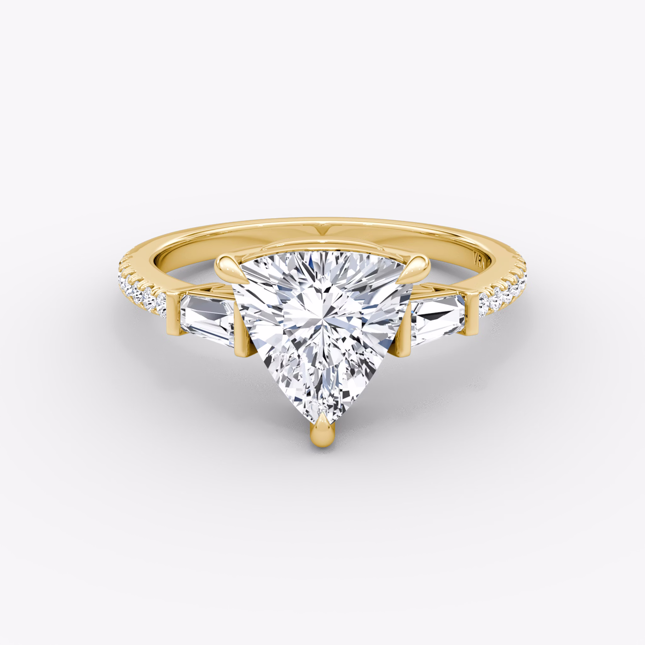 The Tapered Baguette Three Stone | Trillion | 18k | Yellow Gold | bandAccent: Pavé | excludeFromFeed: null | diamondOrientation: vertical | caratWeight: other