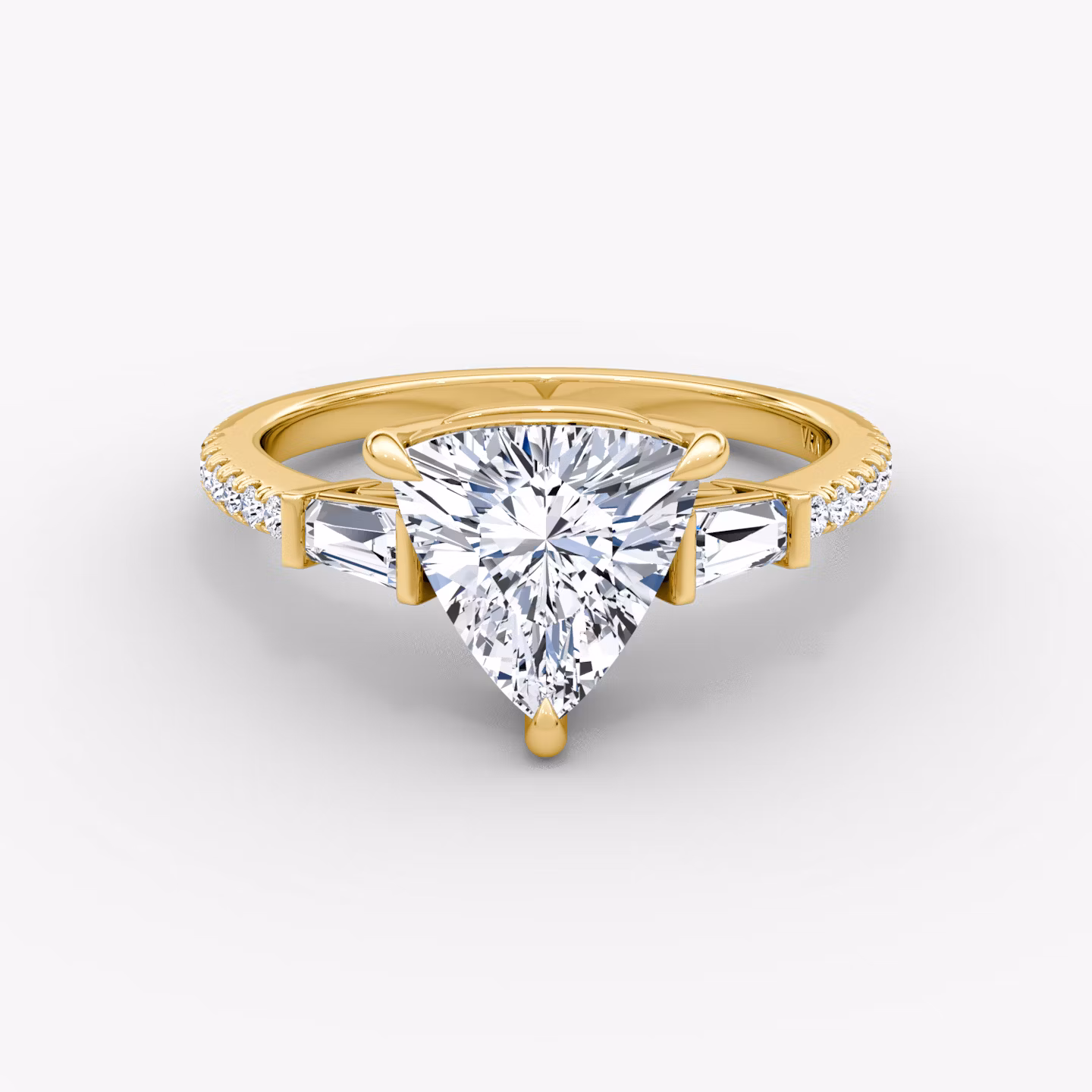 The Tapered Baguette Three Stone Trillion | Yellow Gold